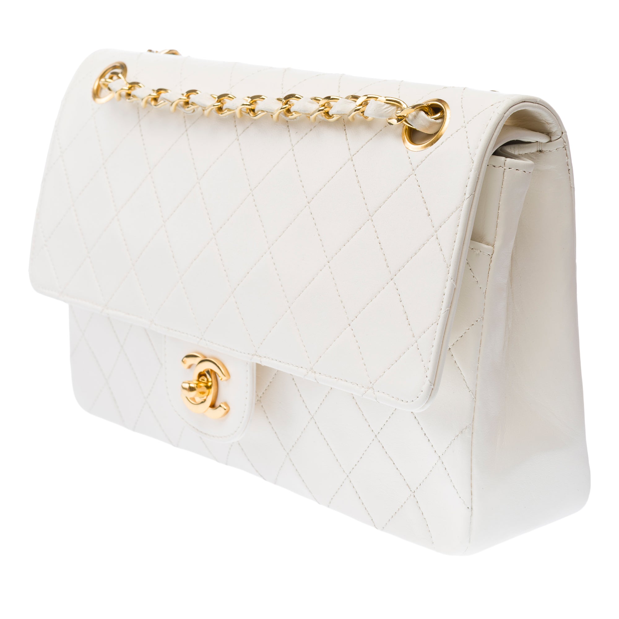 Sac CHANEL Timeless/Classique en Cuir Blanc - 103057
