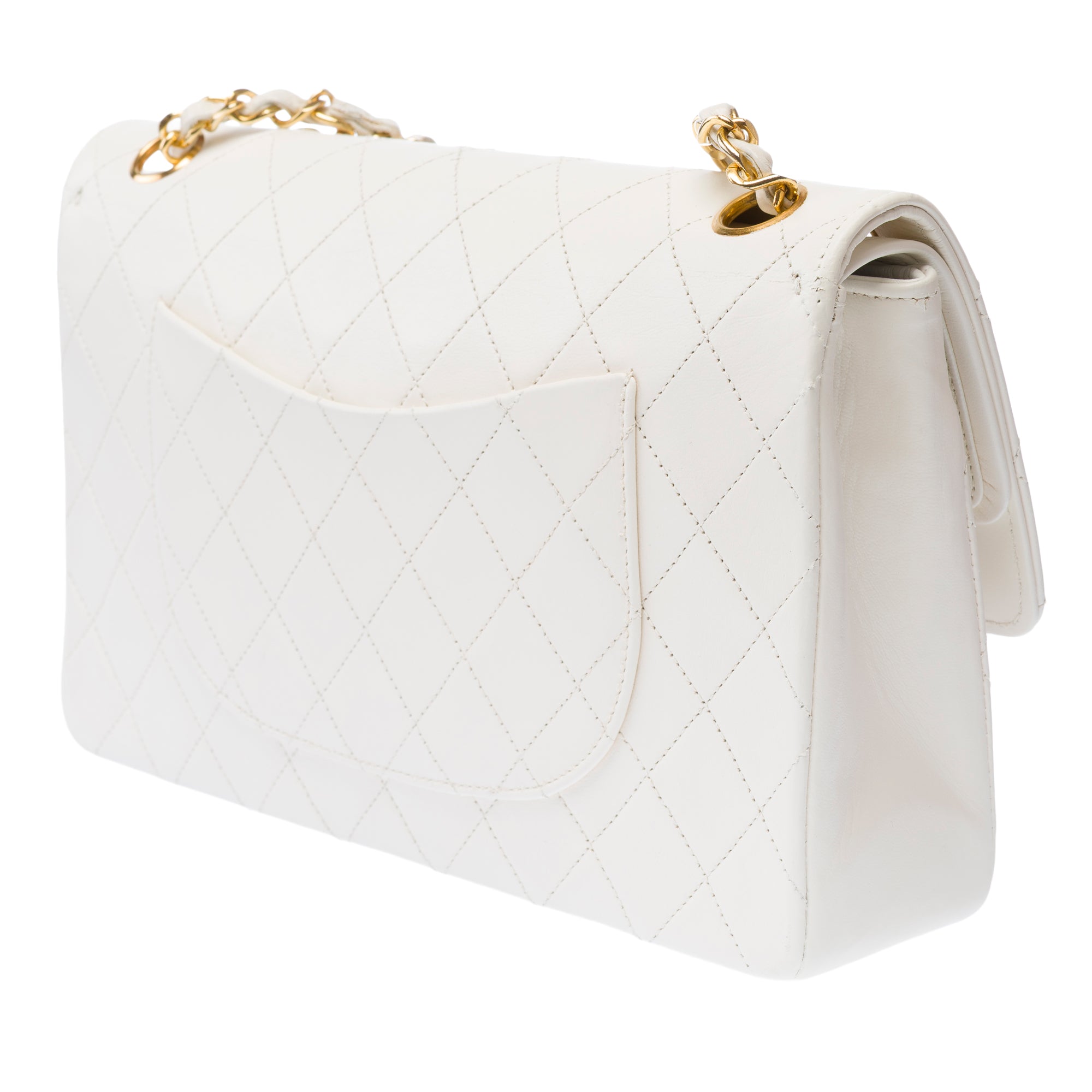 Sac CHANEL Timeless/Classique en Cuir Blanc - 103057
