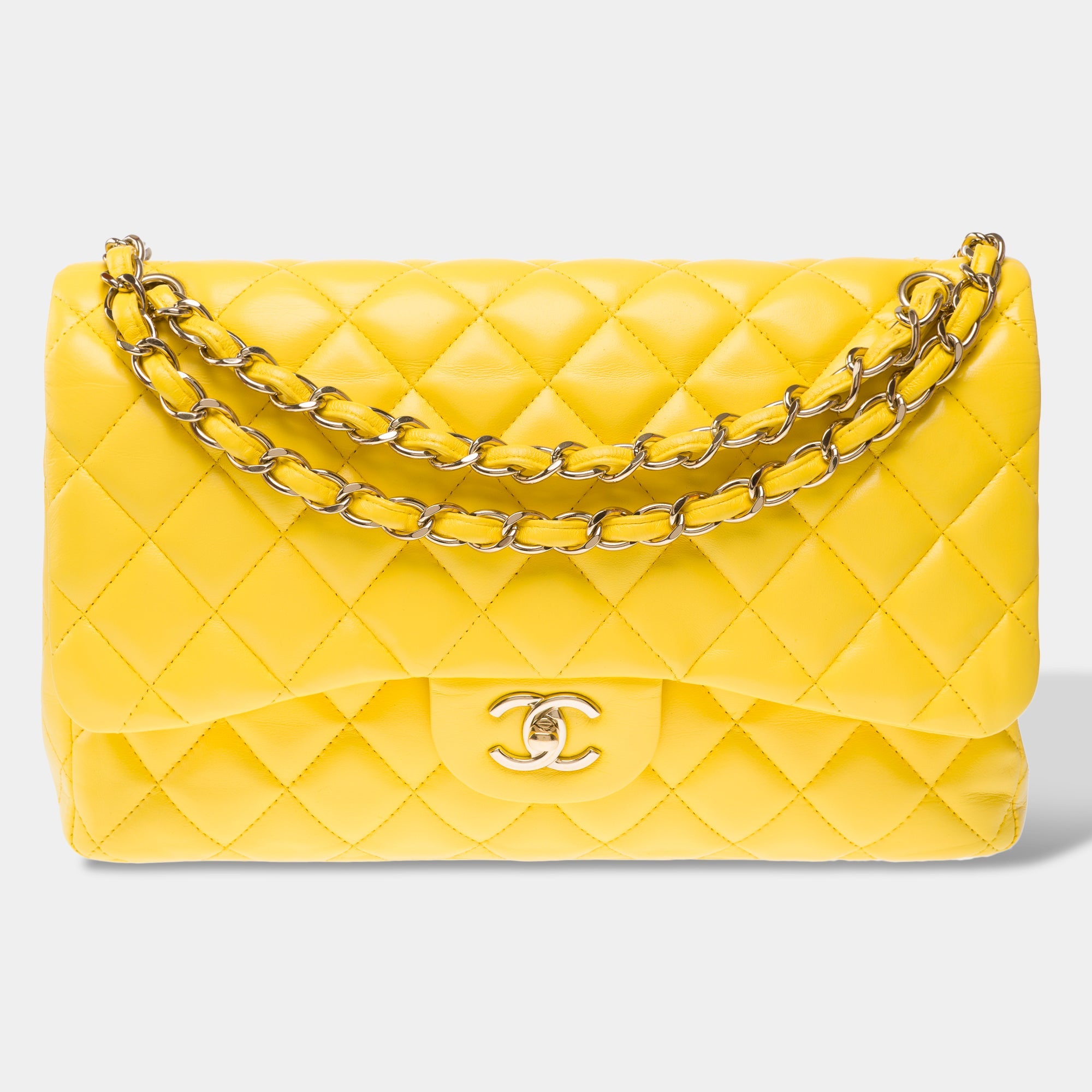 Sac CHANEL Timeless/Classique en Cuir Jaune - 103158