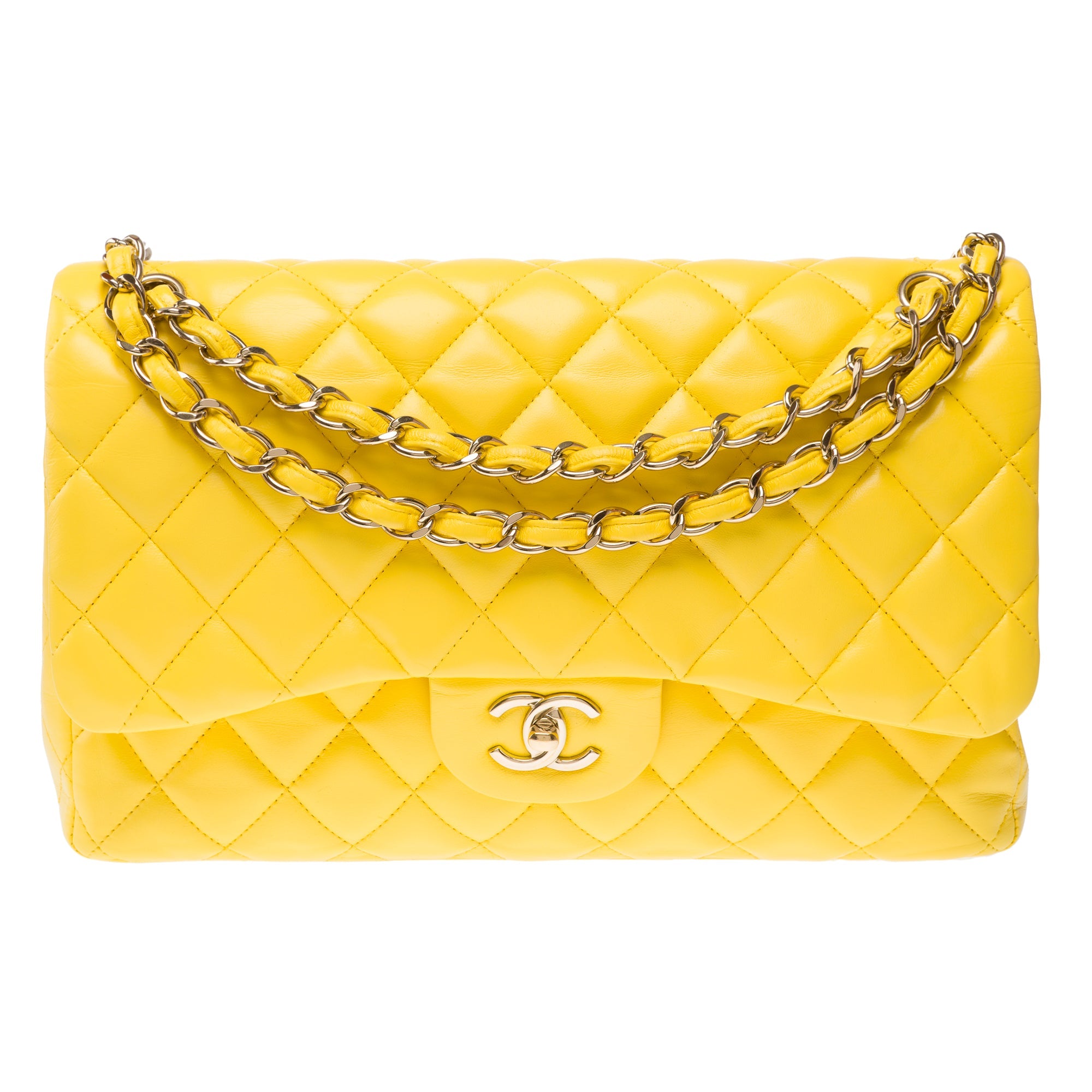 Sac CHANEL Timeless/Classique en Cuir Jaune - 103158