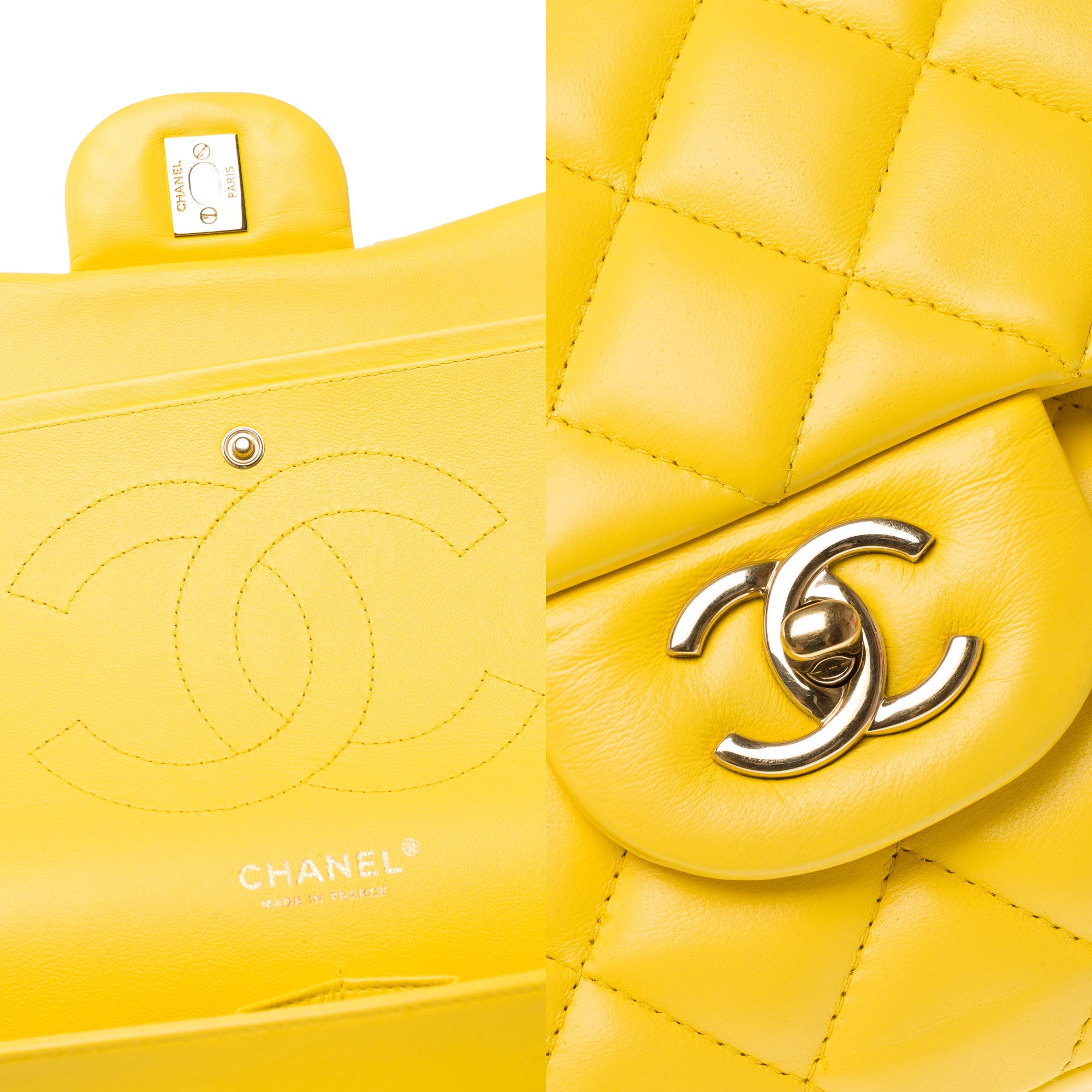 Sac CHANEL Timeless/Classique en Cuir Jaune - 103158