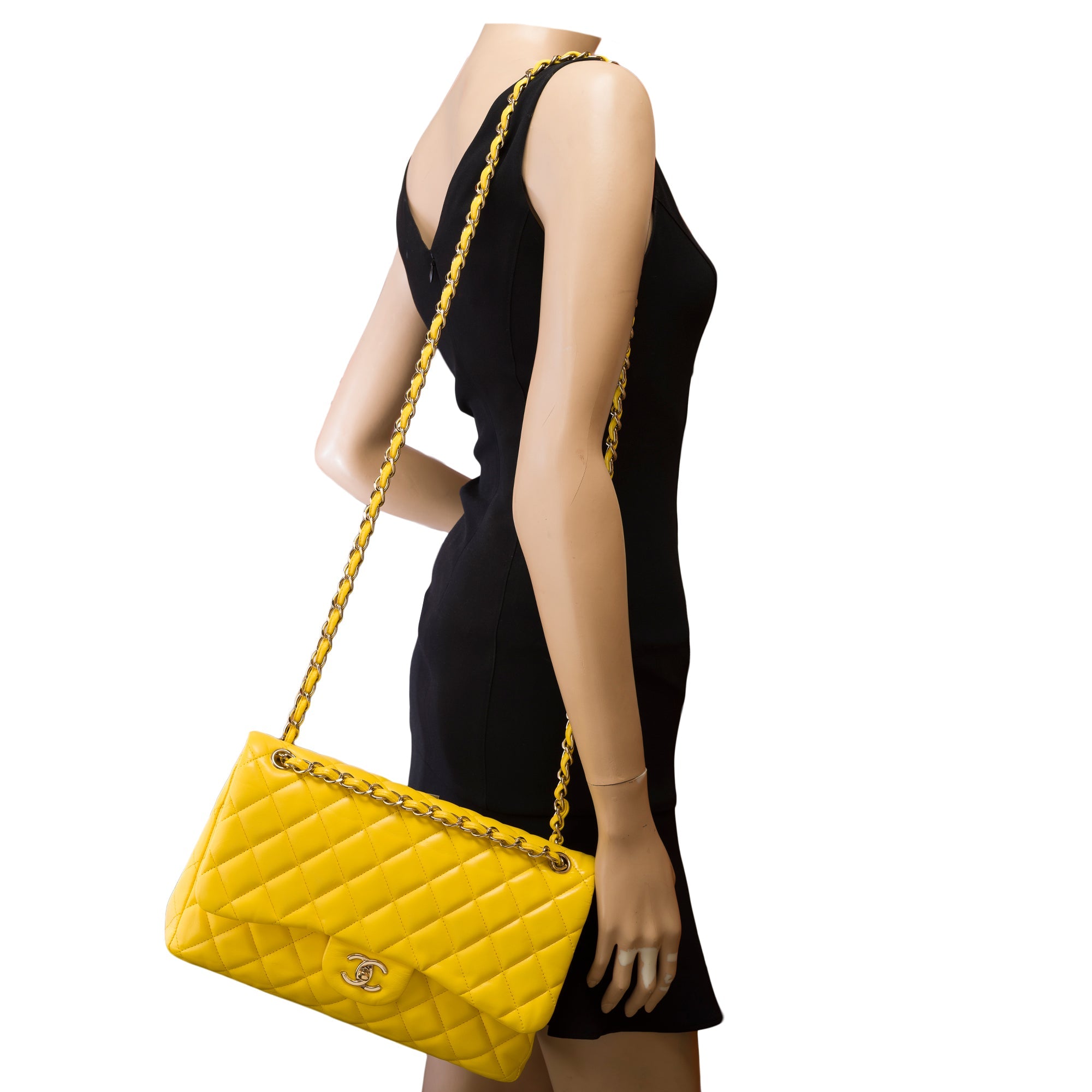 Sac CHANEL Timeless/Classique en Cuir Jaune - 103158