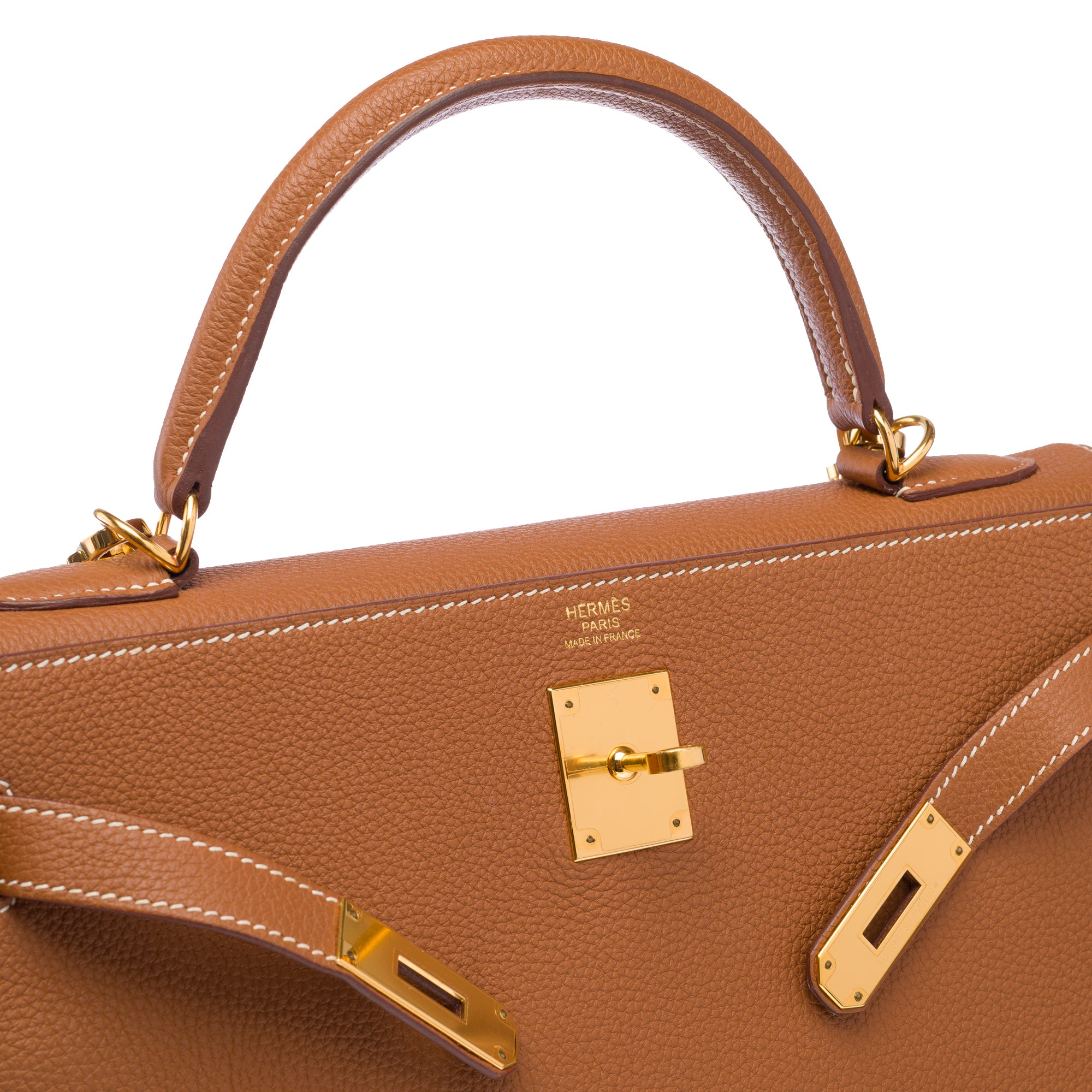 Sac HERMES Kelly 32 en Cuir Doré - 103188