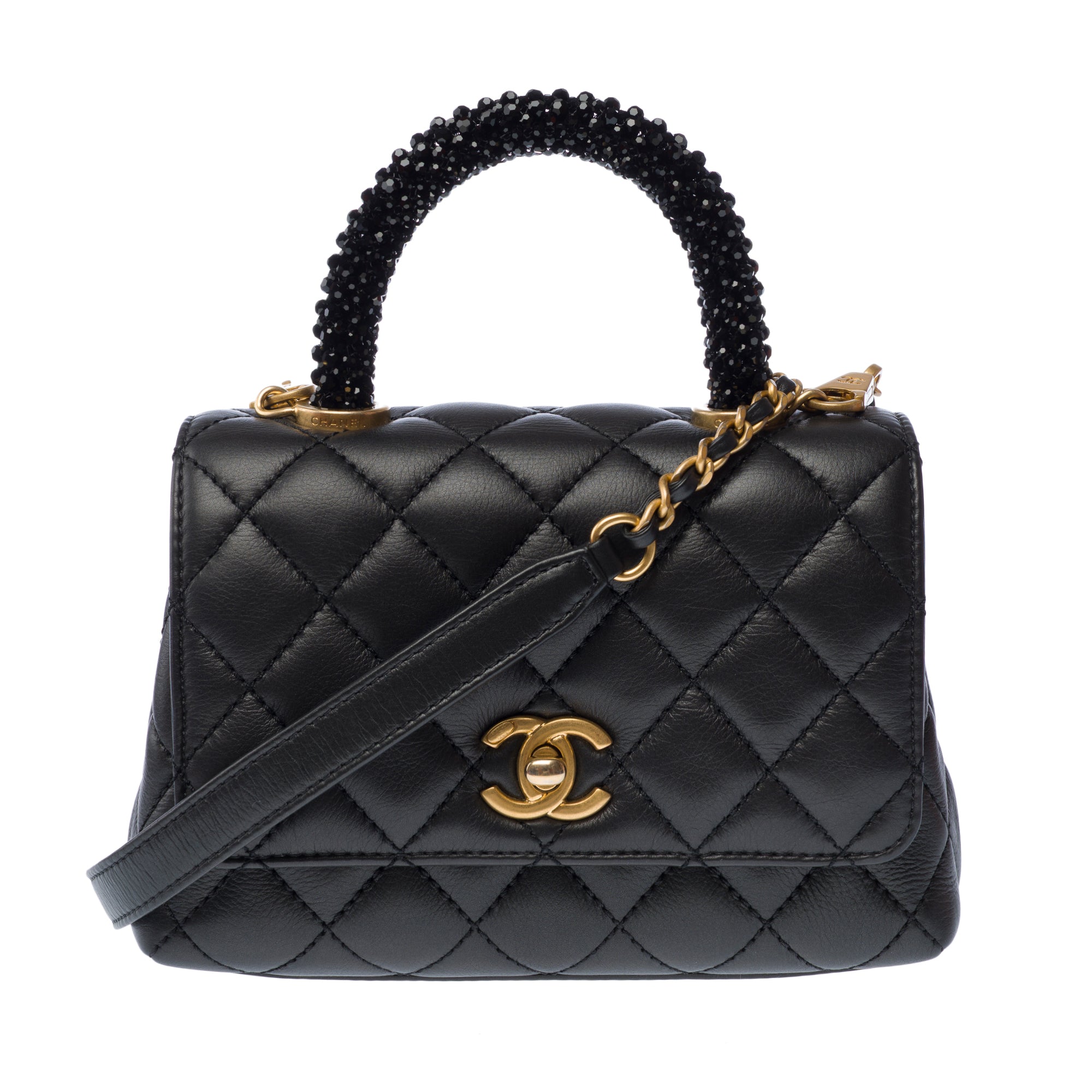 Sac CHANEL Coco Handle en Cuir Noir - 103186