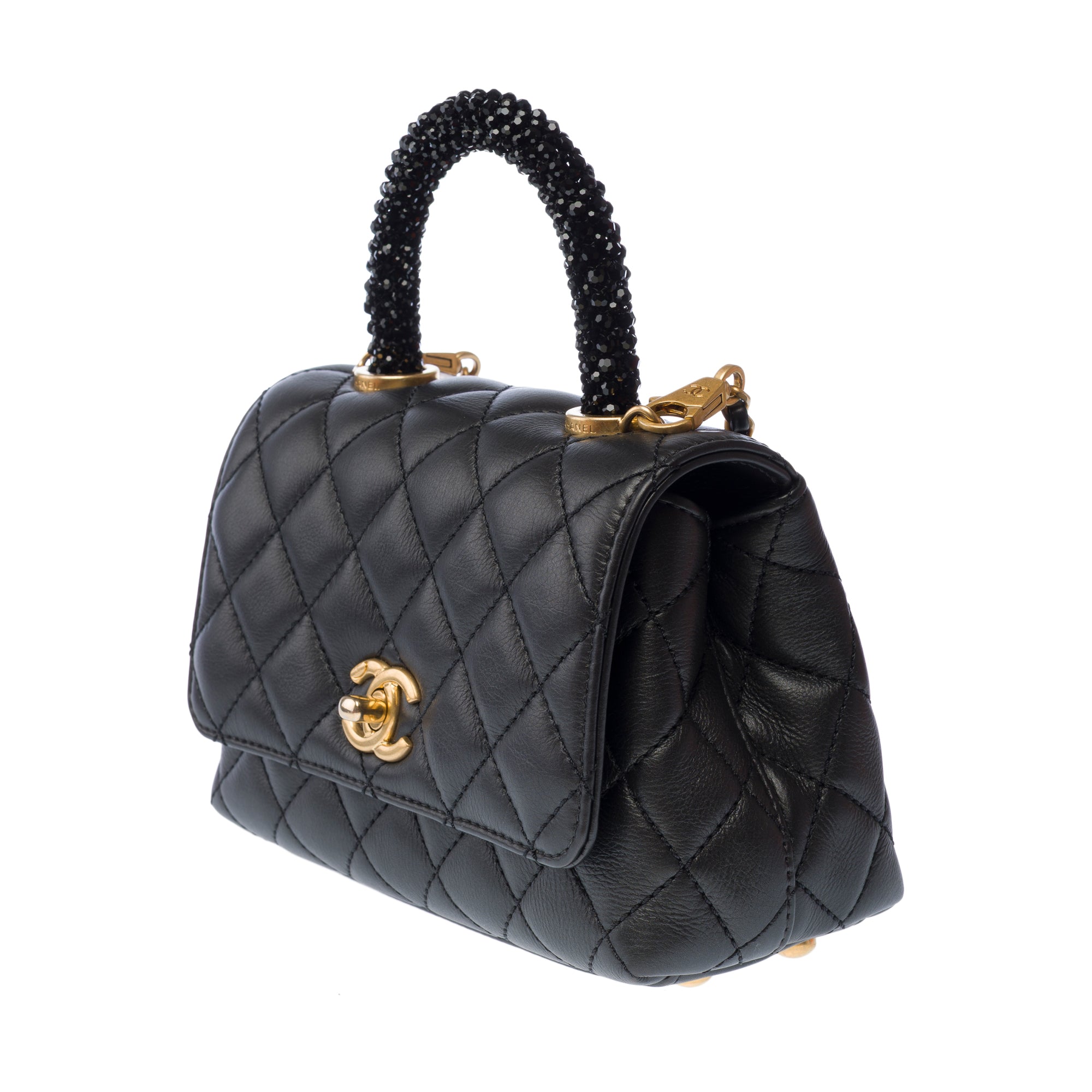 Sac CHANEL Coco Handle en Cuir Noir - 103186