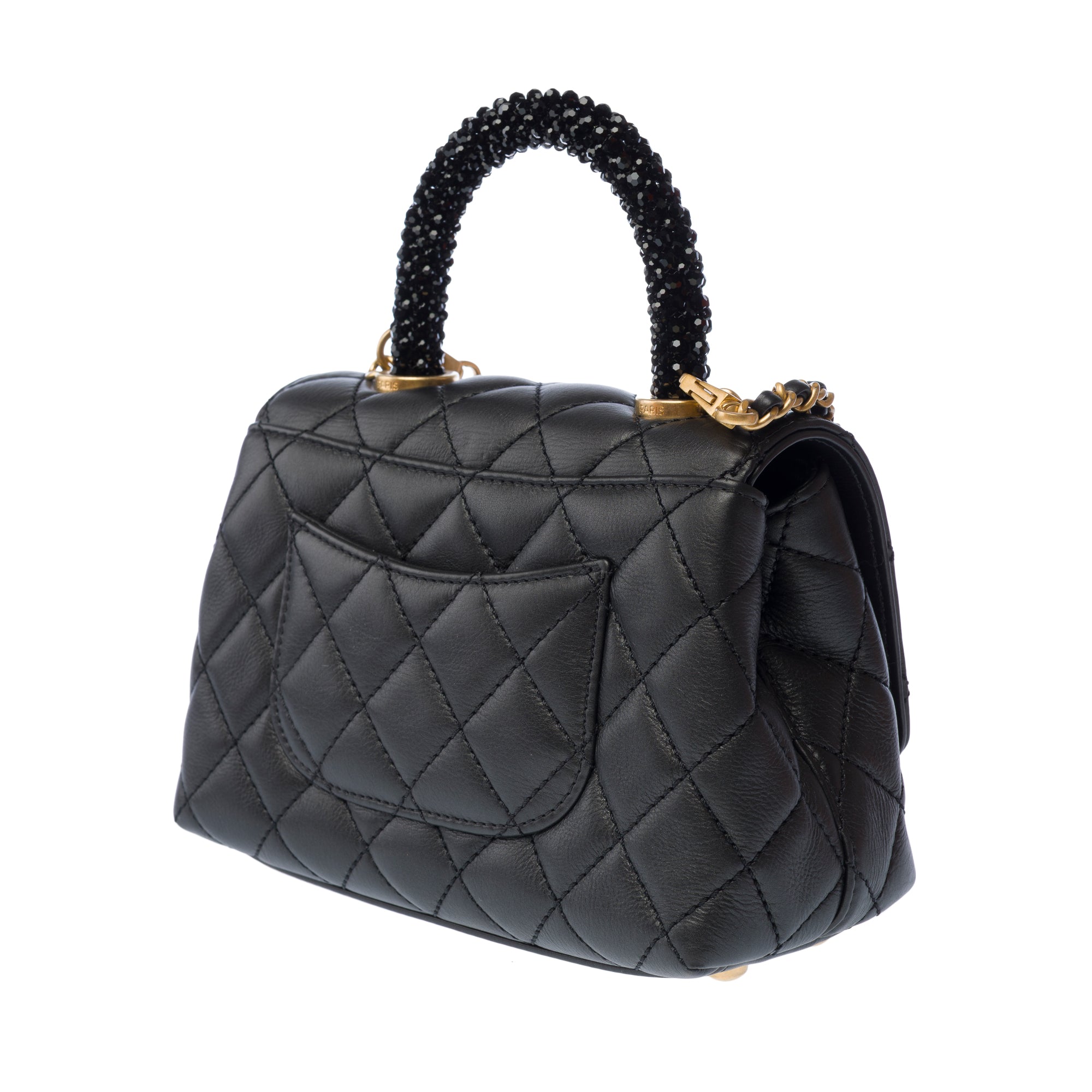 Sac CHANEL Coco Handle en Cuir Noir - 103186