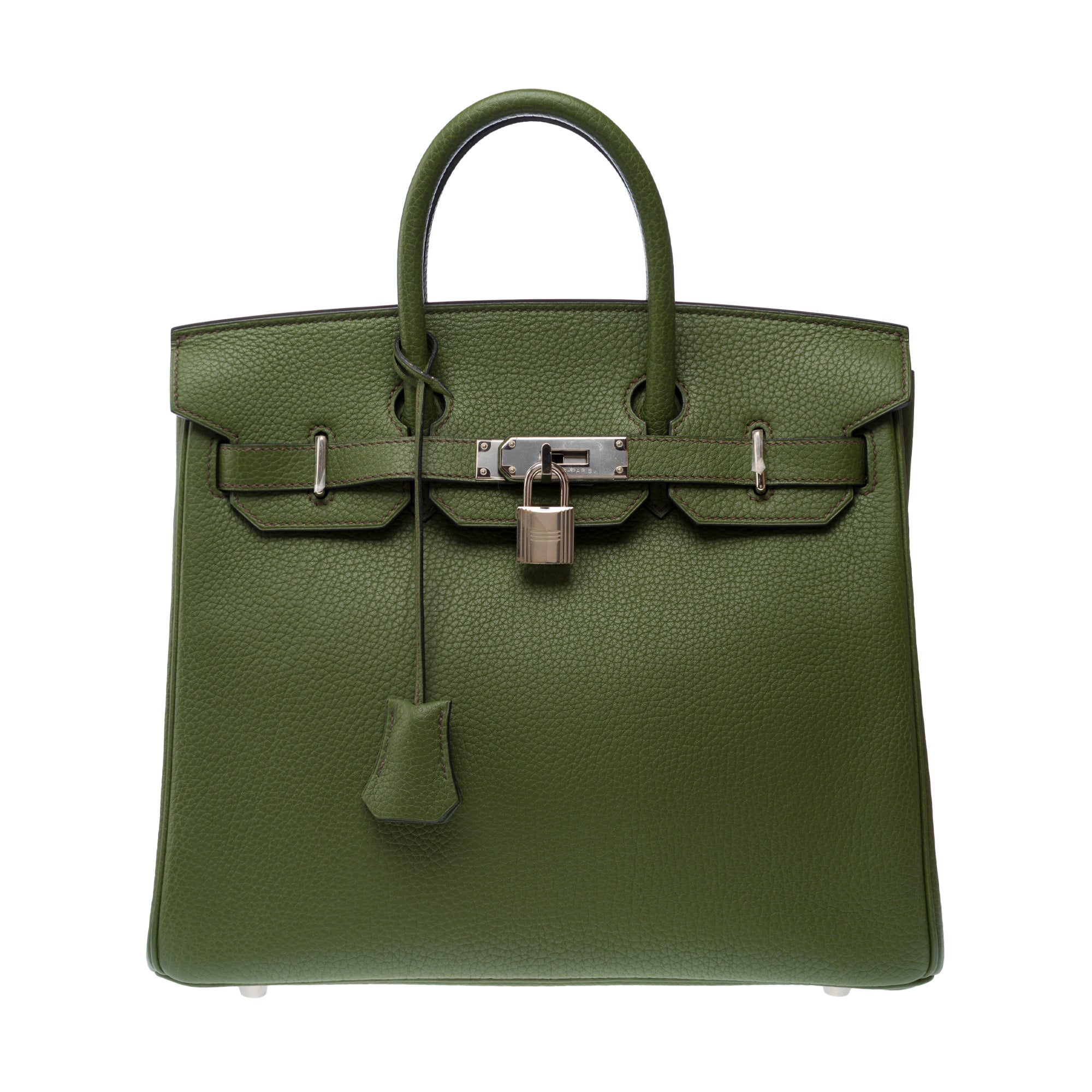 Sac HERMES Haut a Courroies en Cuir Vert - 103191