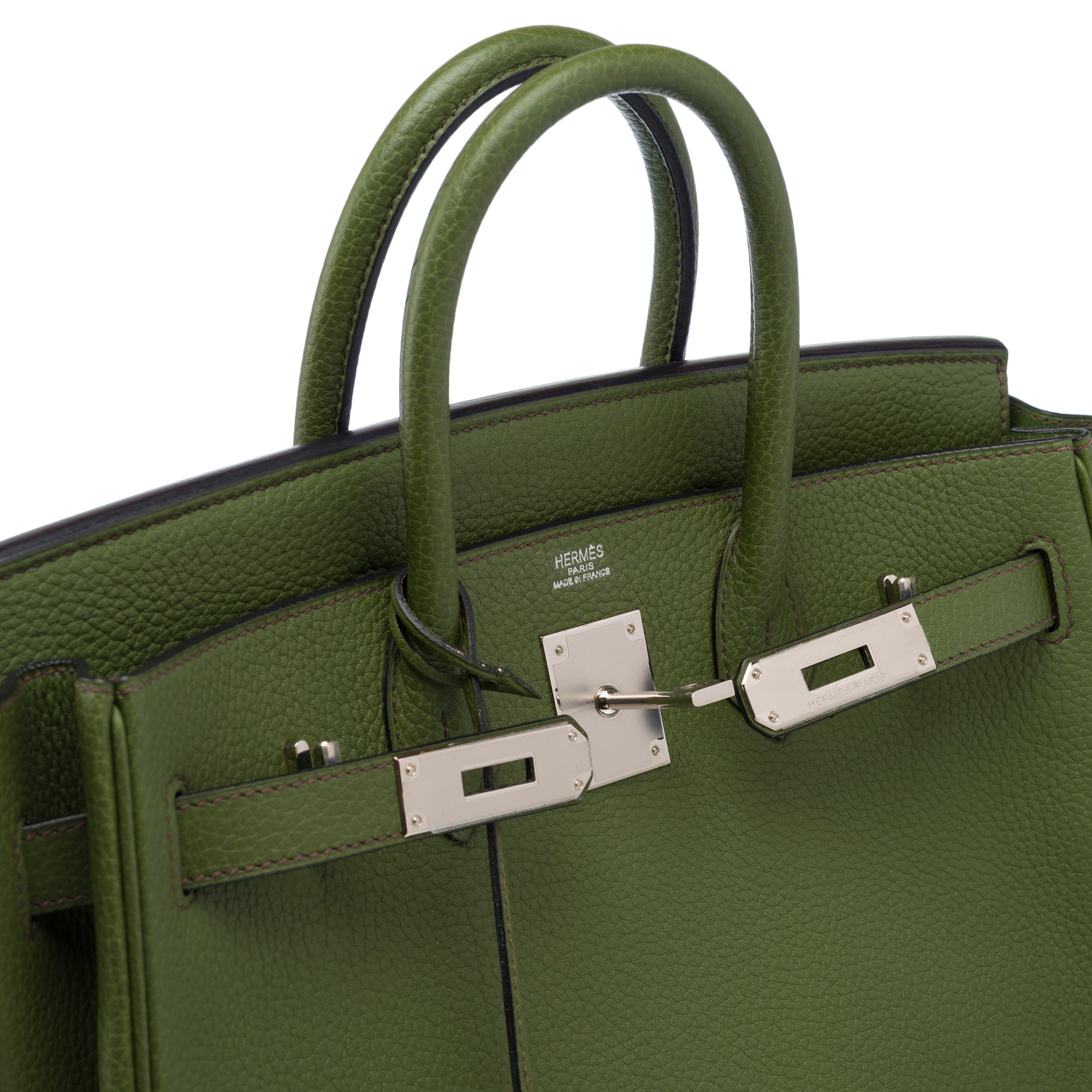 Sac HERMES Haut a Courroies en Cuir Vert - 103191