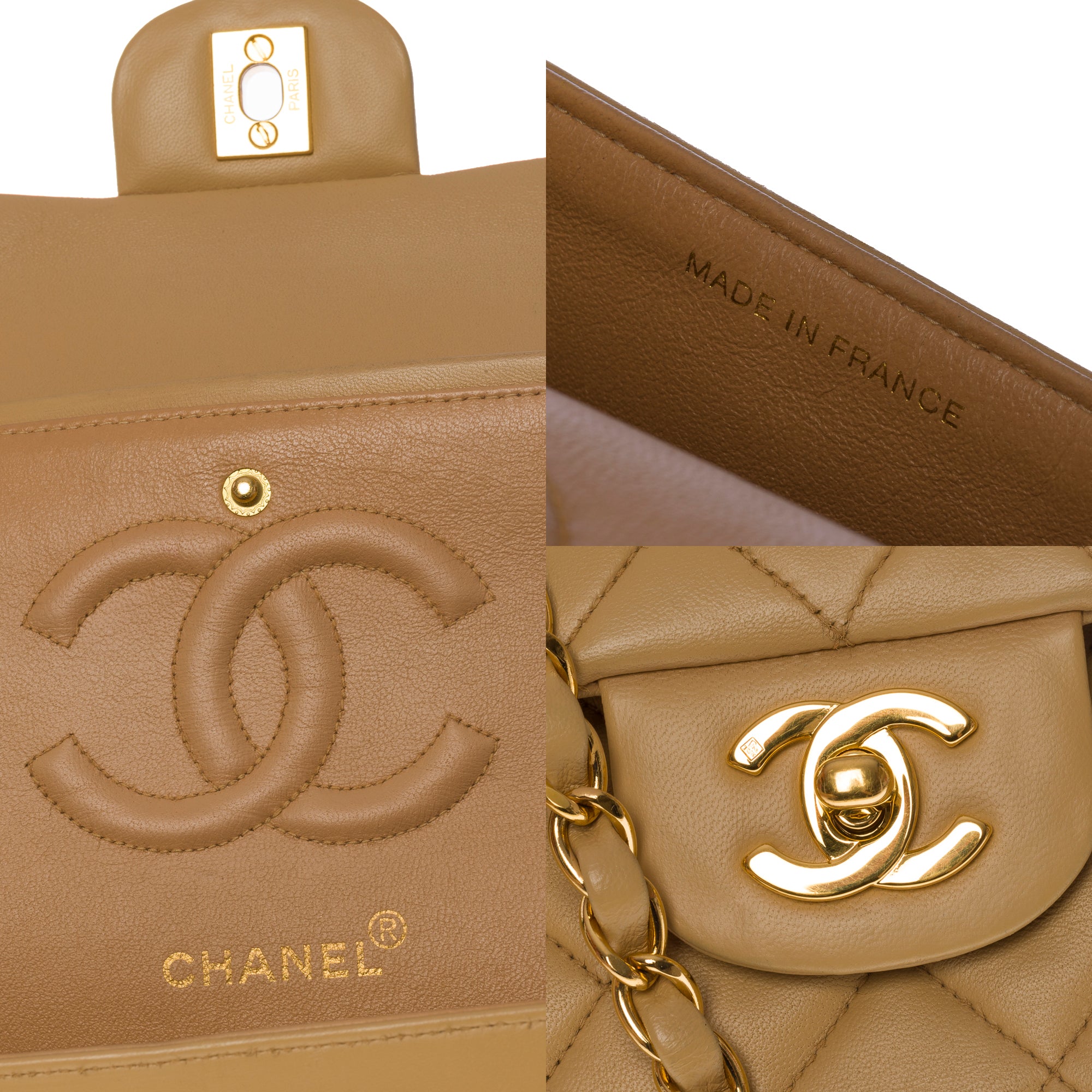 Sac CHANEL Timeless/Classique en Cuir Beige - 103204