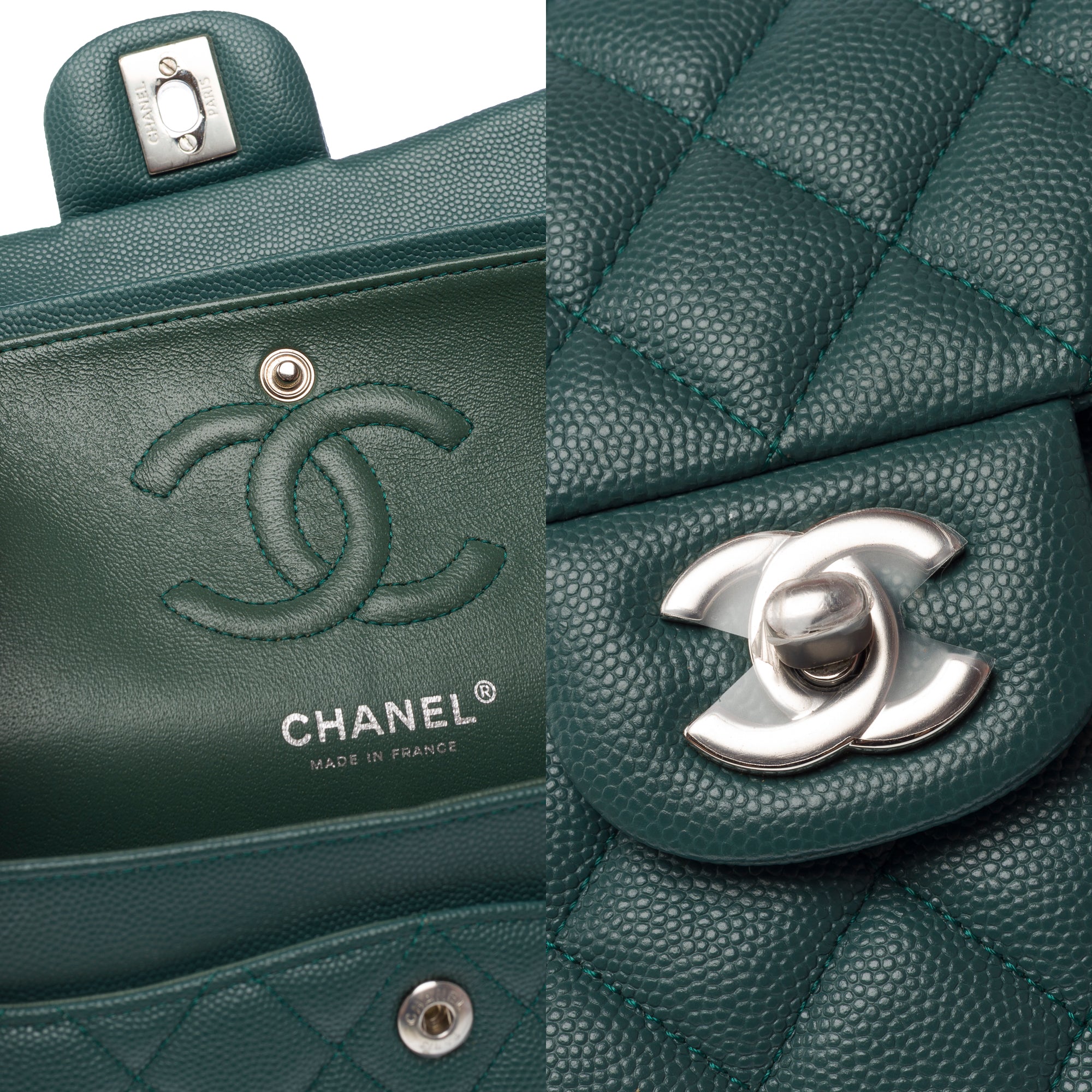 Sac CHANEL Timeless/Classique en Cuir Vert - 103198
