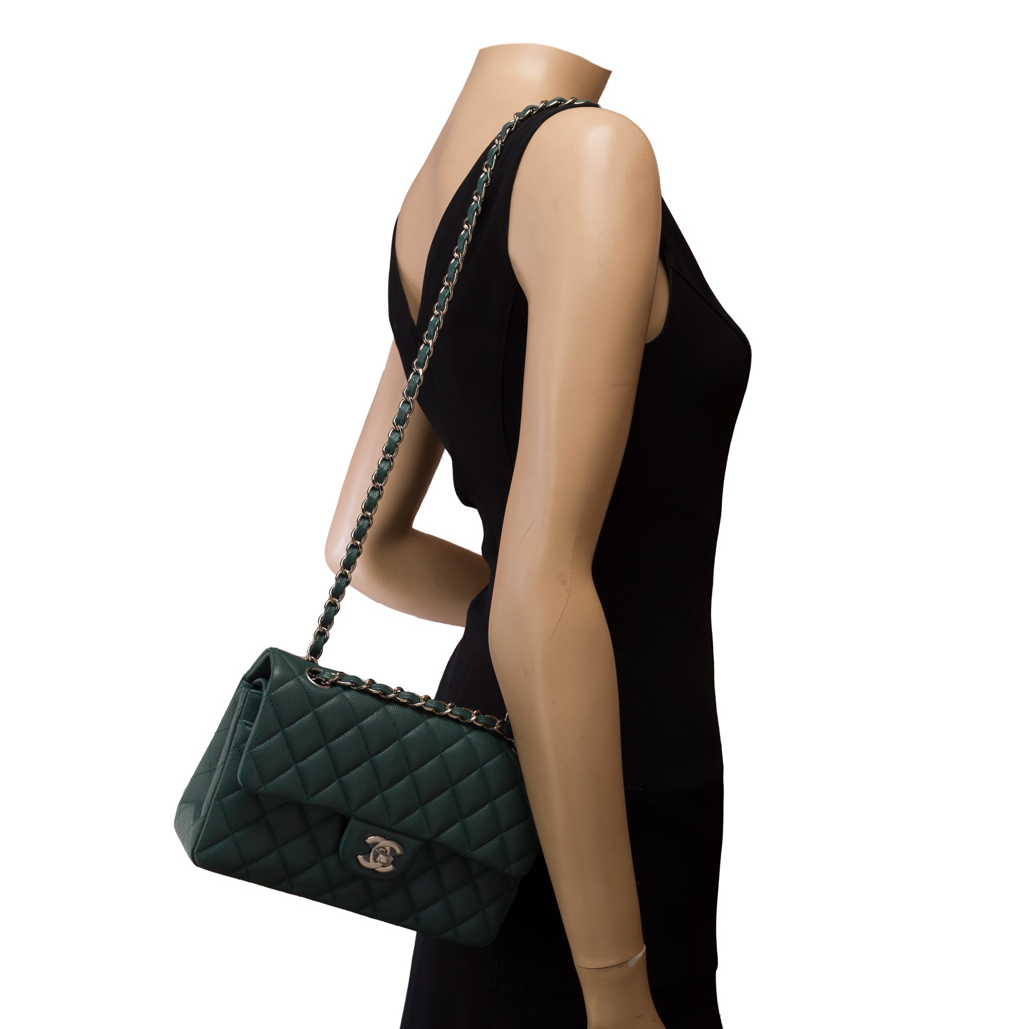 Sac CHANEL Timeless/Classique en Cuir Vert - 103198
