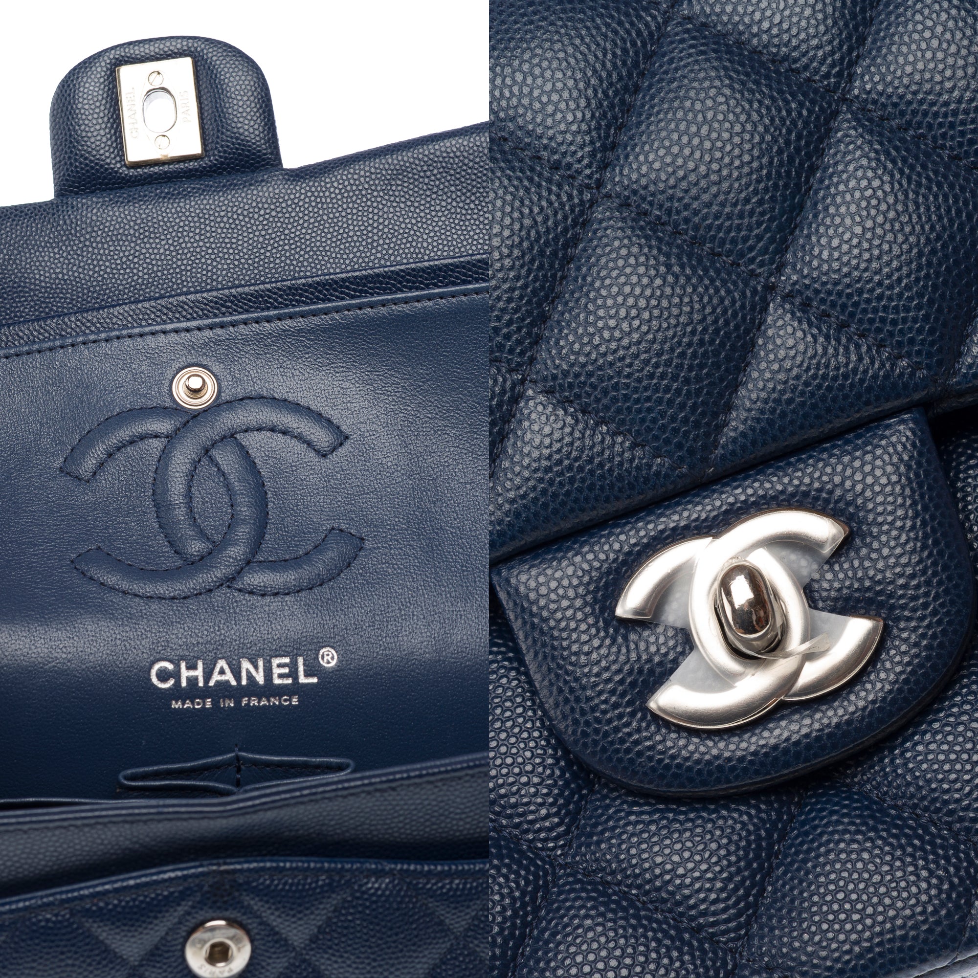 Sac CHANEL Timeless/Classique en Cuir Bleu Marine - 103194