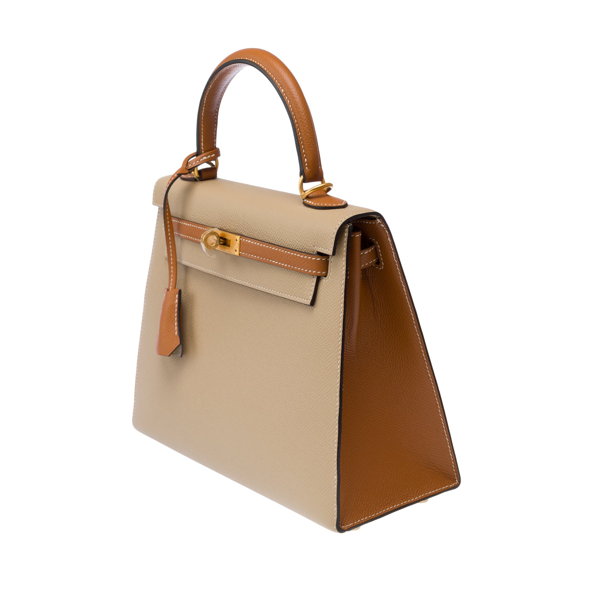 Sac HERMES Kelly 25 en Cuir Beige - 103217