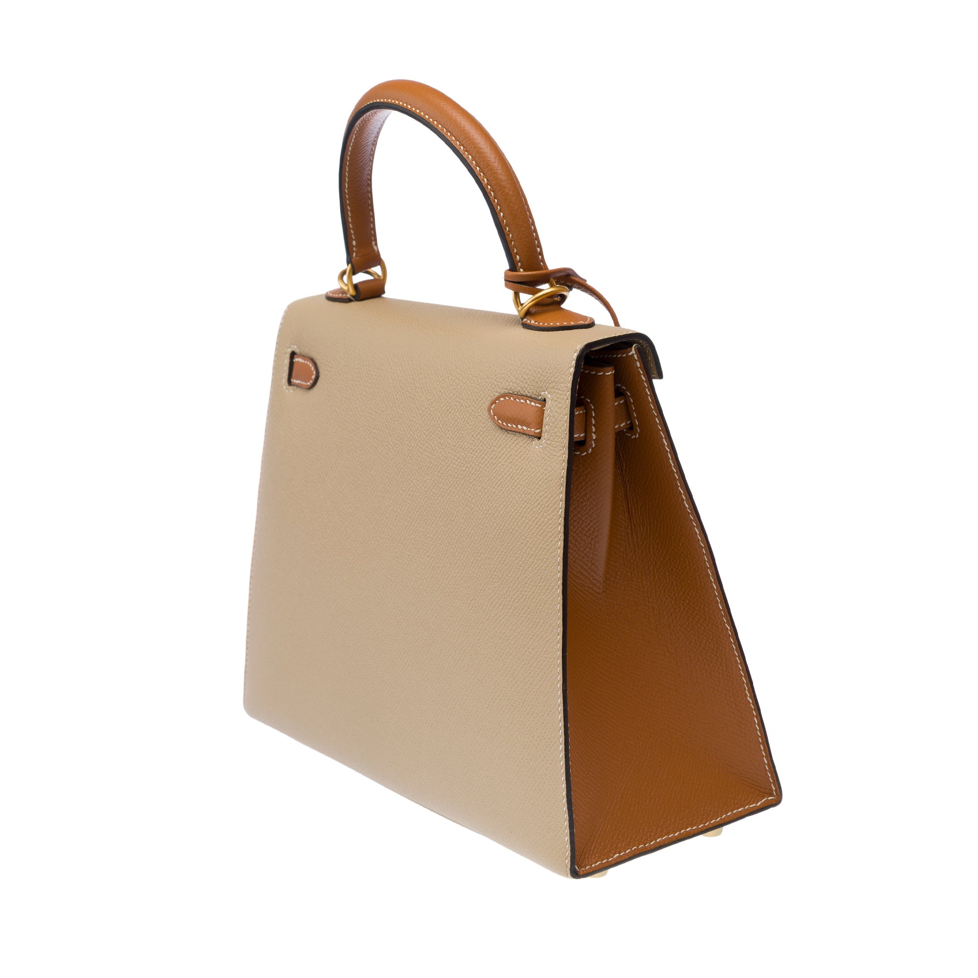 Sac HERMES Kelly 25 en Cuir Beige - 103217