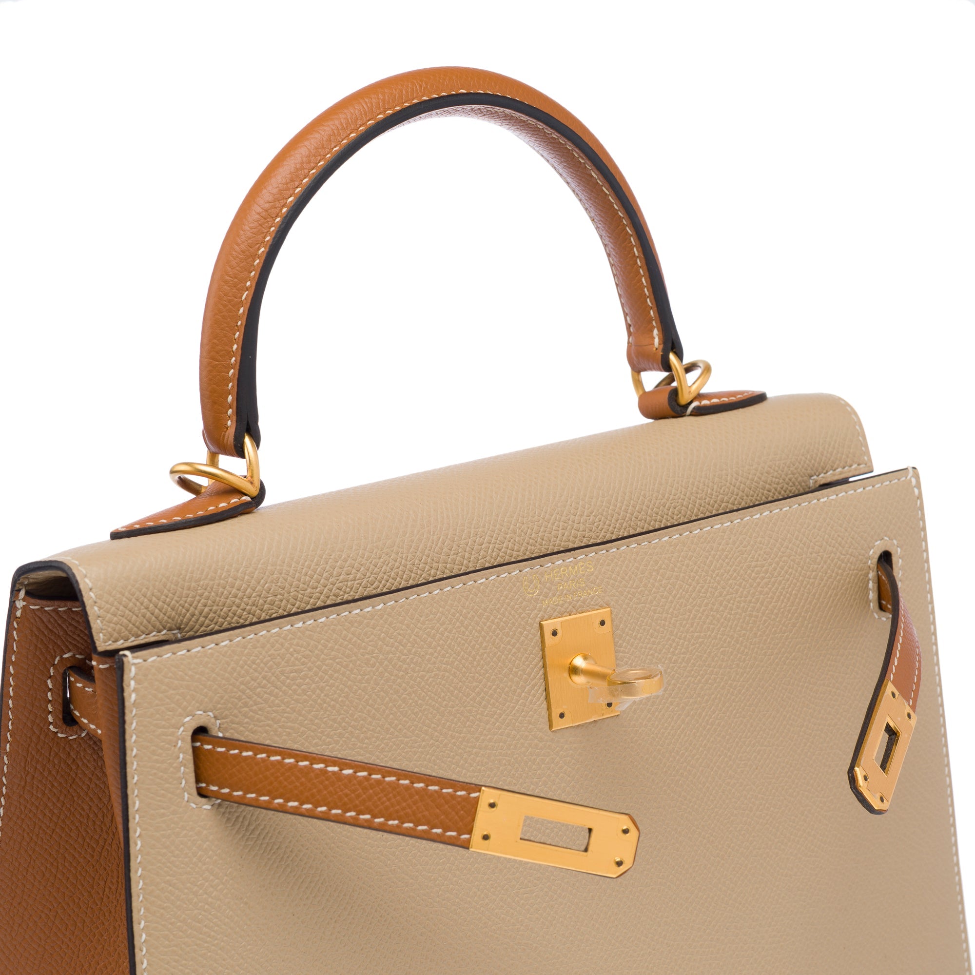 Sac HERMES Kelly 25 en Cuir Beige - 103217