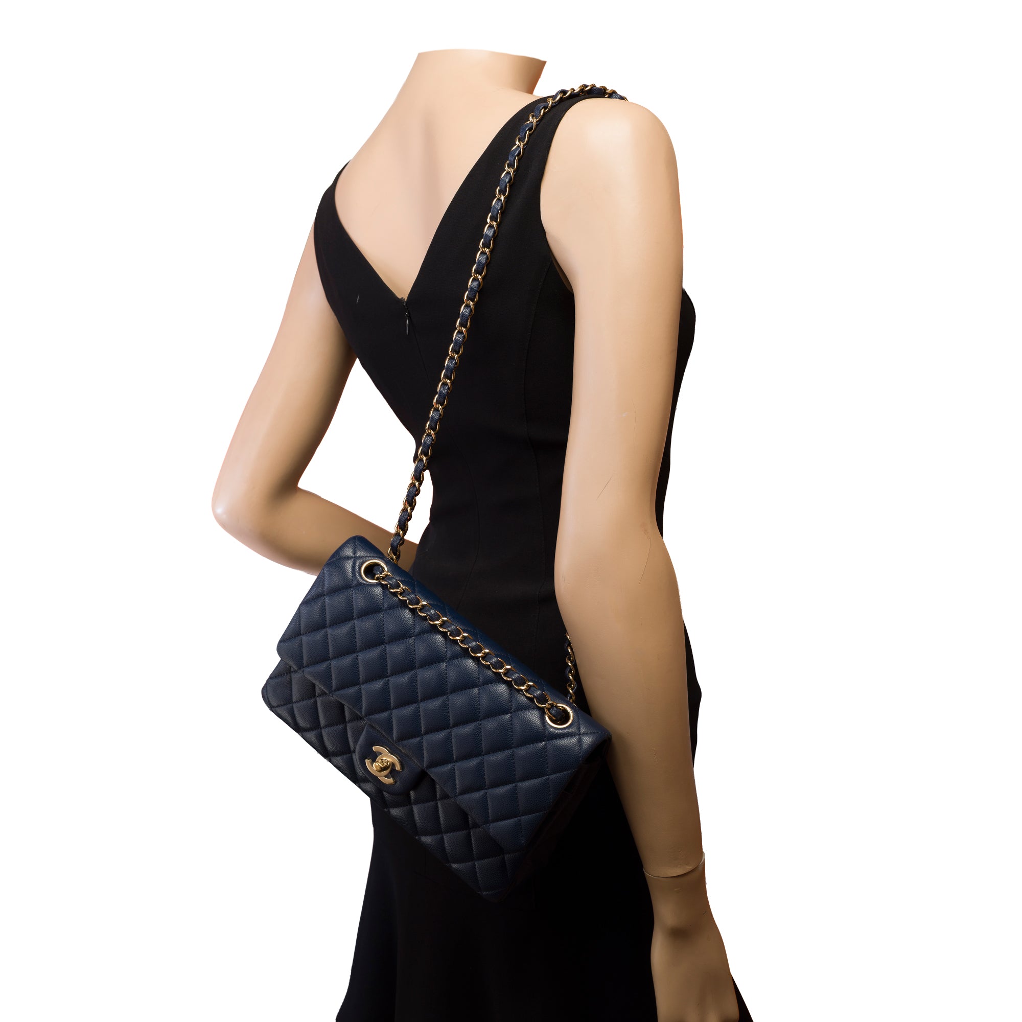 Sac CHANEL Timeless/Classique en Cuir Bleu Marine - 103210