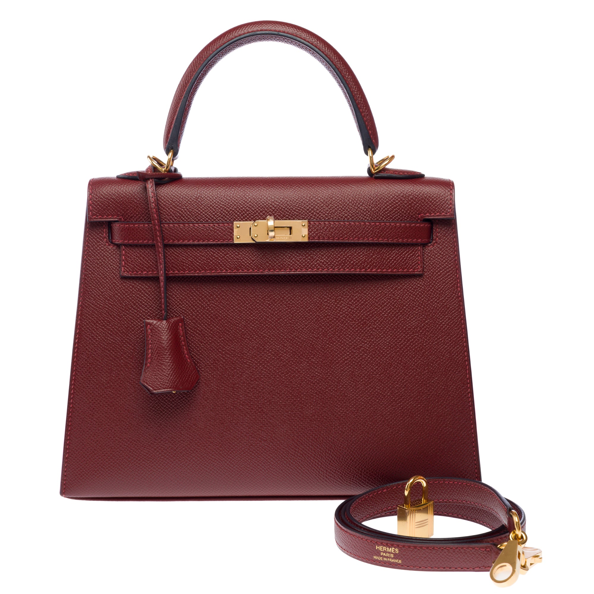 Sac HERMES Kelly 25 en Cuir Rouge - 103215
