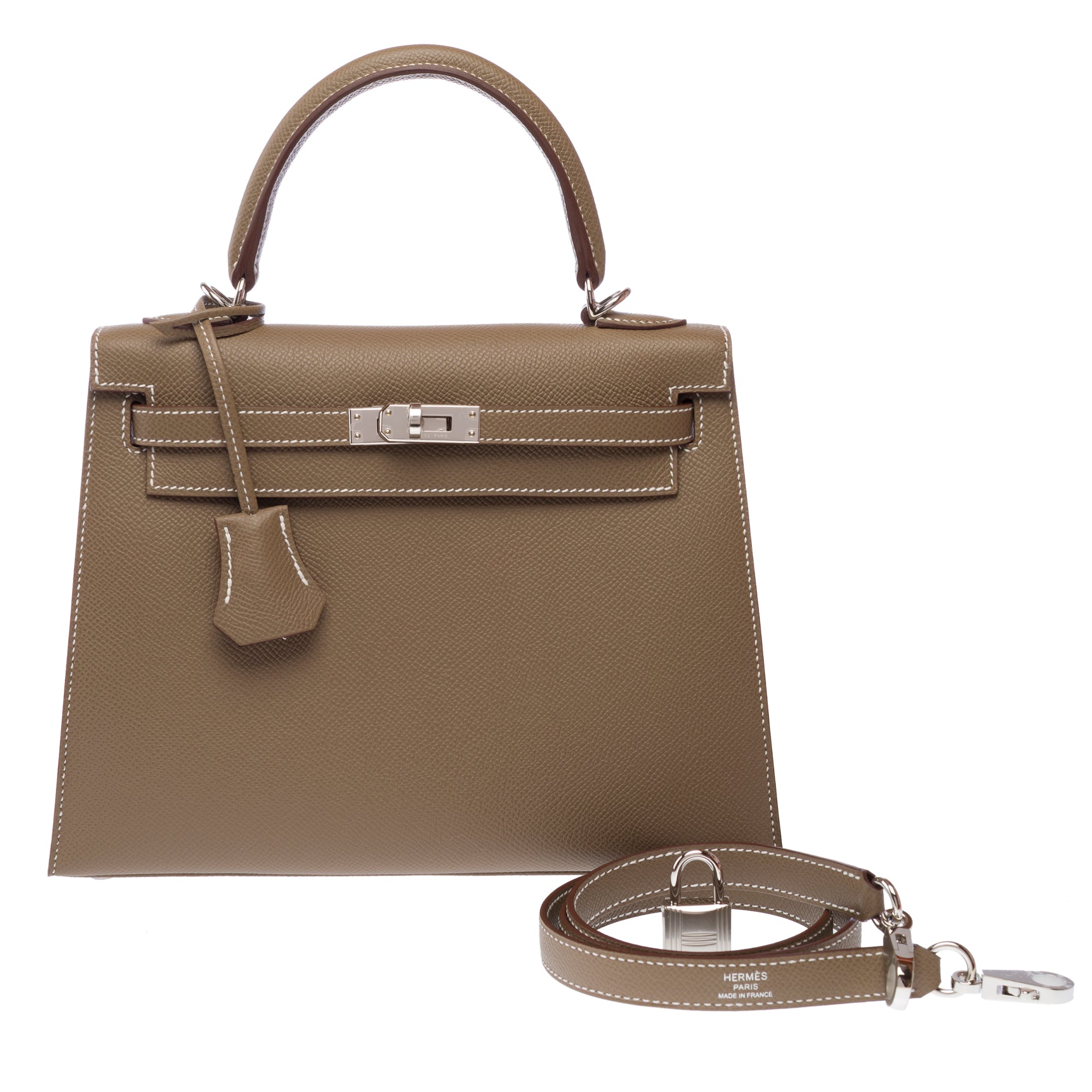 Sac HERMES Kelly 25 en Cuir Étoupe - 103212