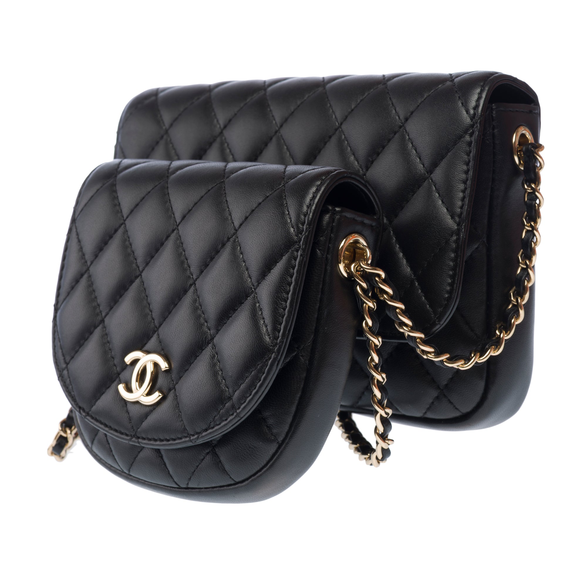 Sac CHANEL Side Pack en Cuir Noir - 103216