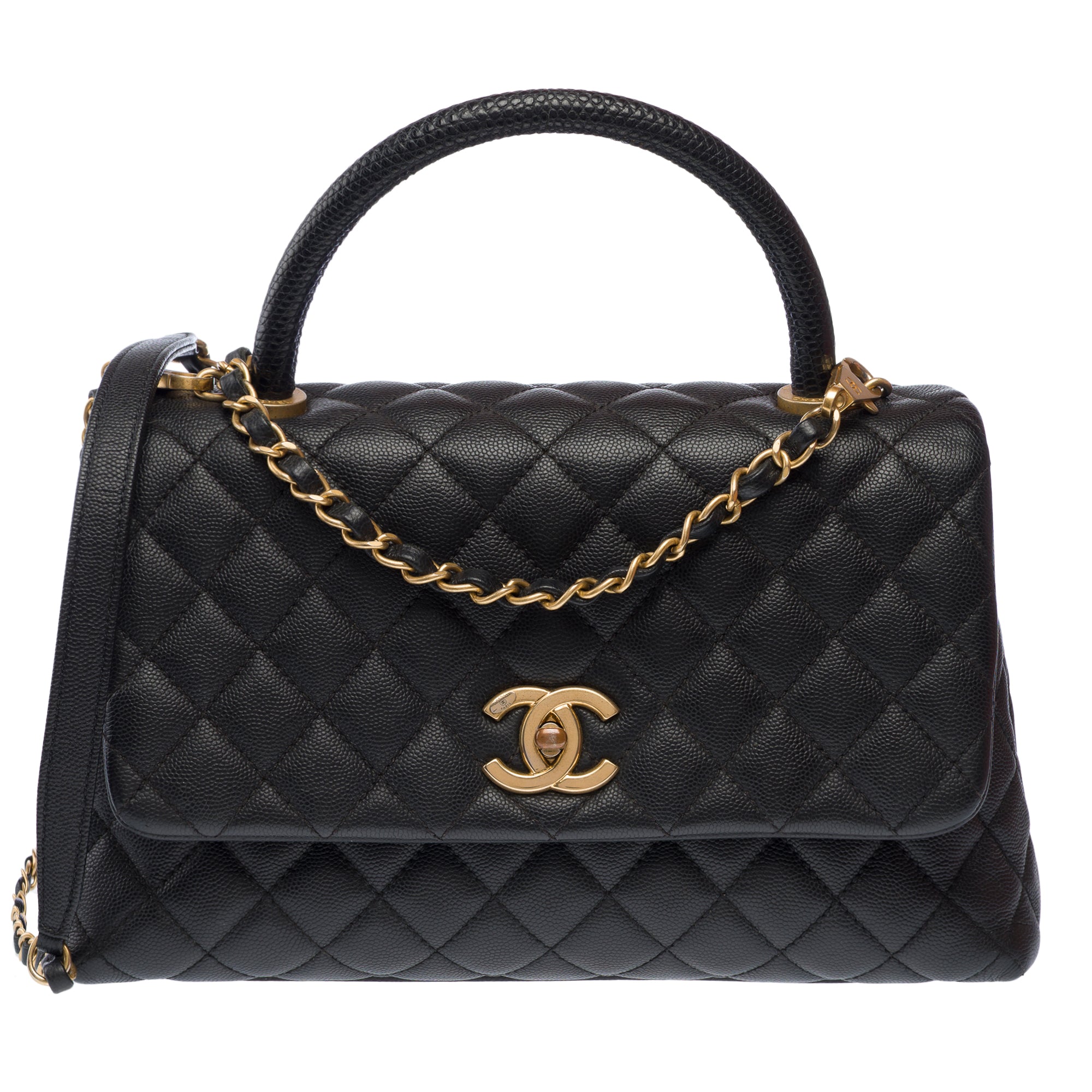 Sac CHANEL Coco Handle en Cuir Noir - 103193