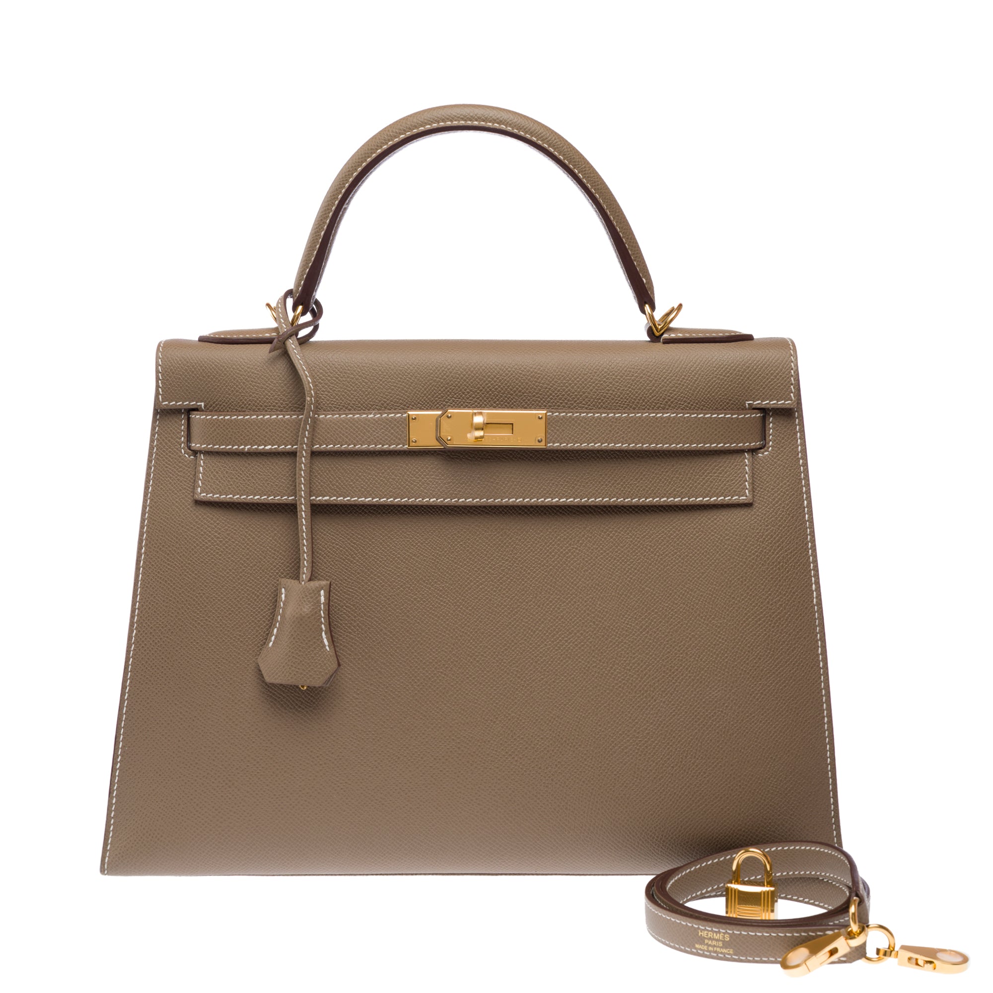 Sac HERMES Kelly 32 en Cuir Étoupe - 103222