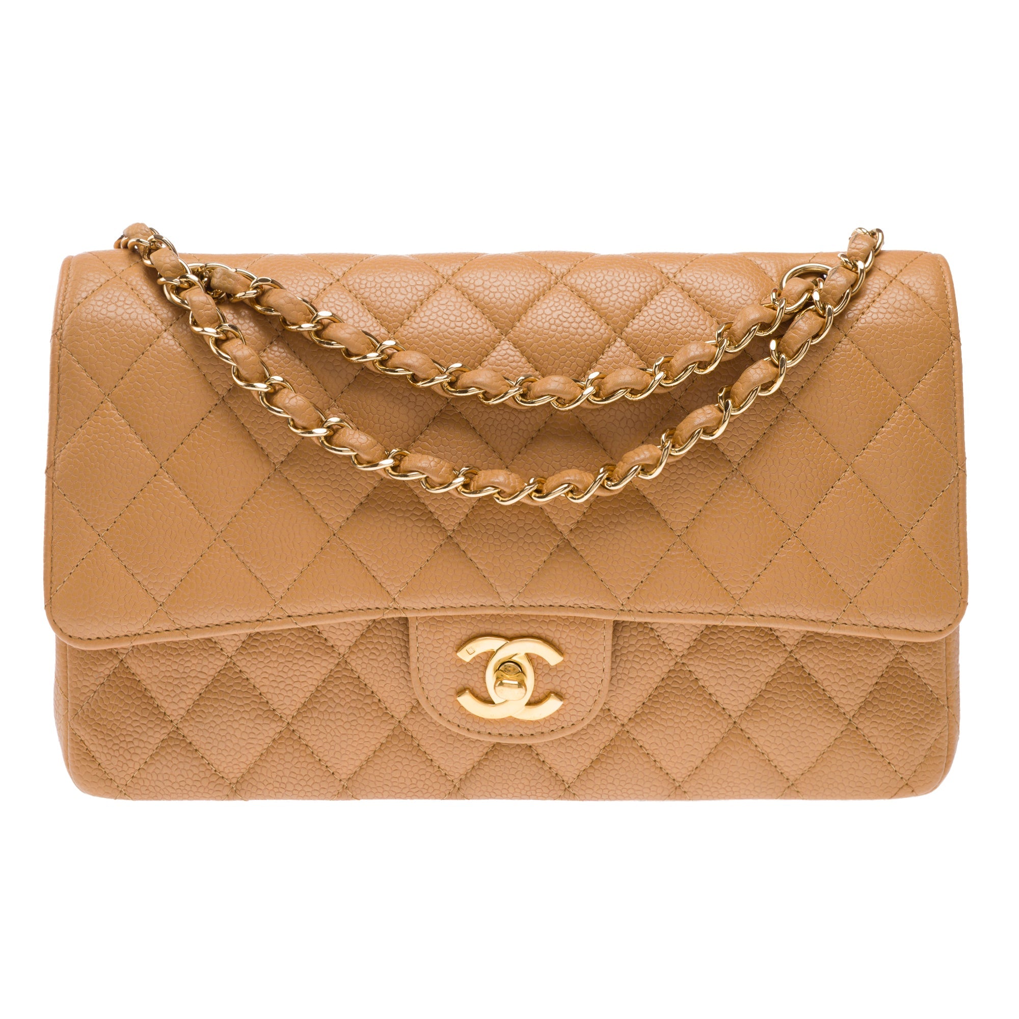 Sac CHANEL Timeless/Classique en Cuir Beige - 103263