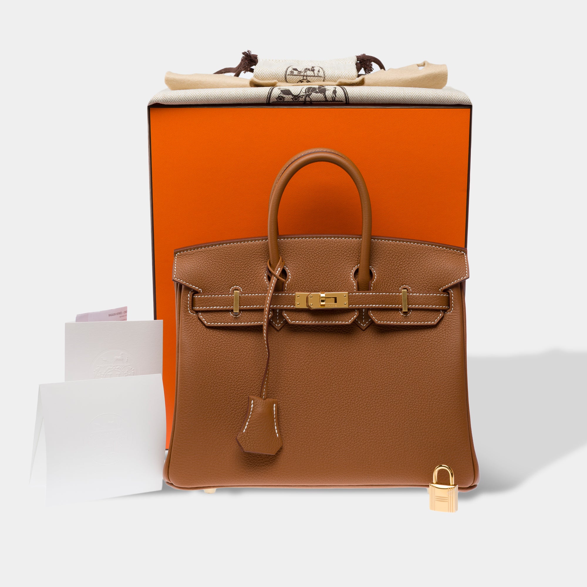 Sac HERMES Birkin 25 en Cuir Doré - 103305