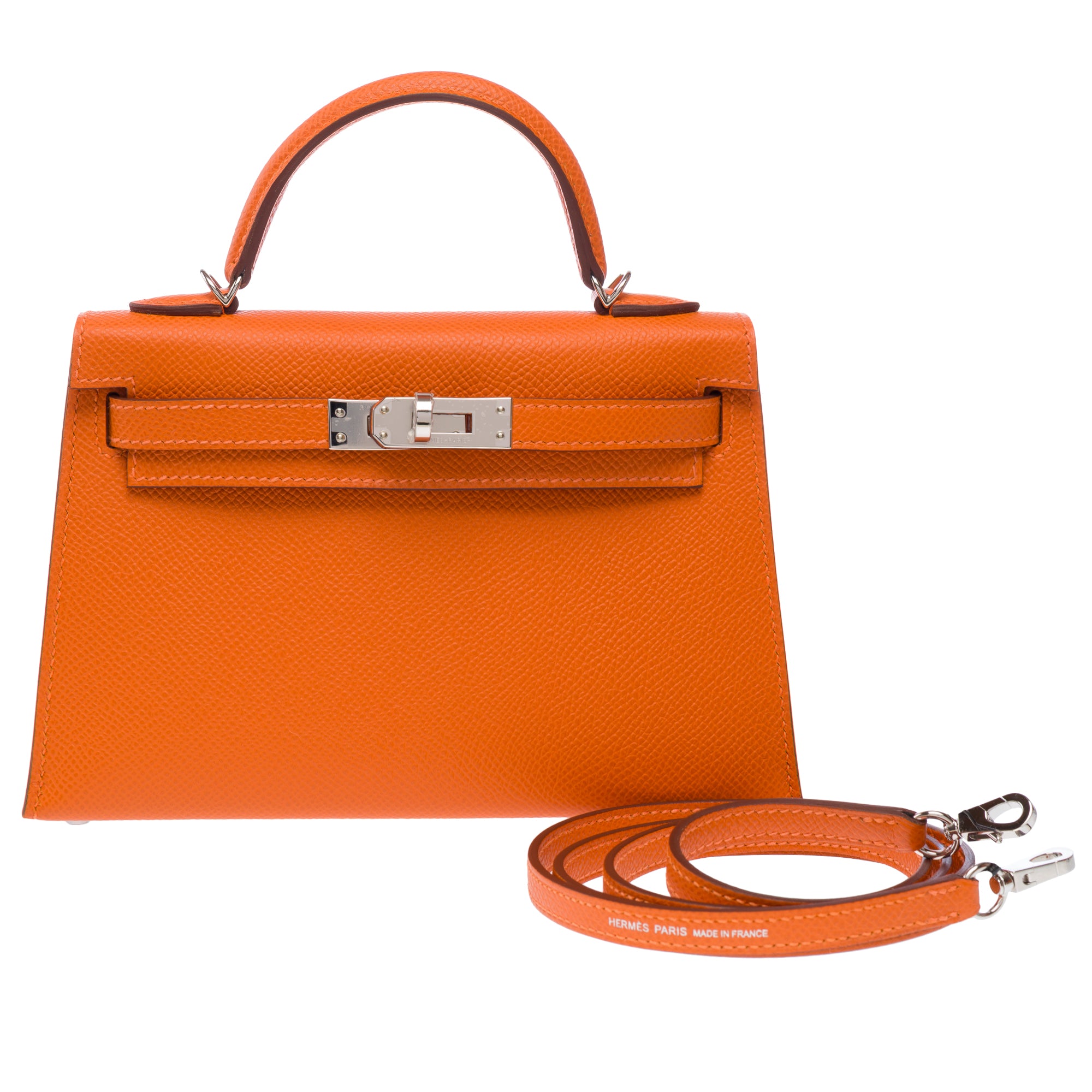 Sac HERMES Kelly Mini en Cuir Orange - 103285