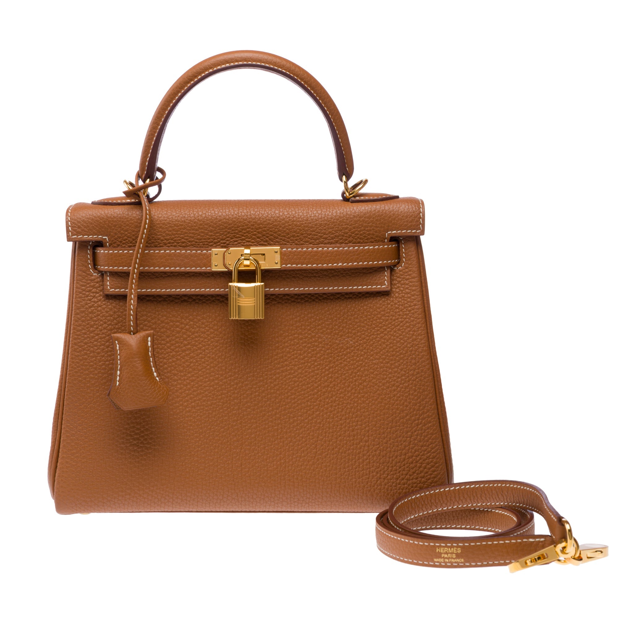 Sac HERMES Kelly 25 en Cuir Doré - 103311
