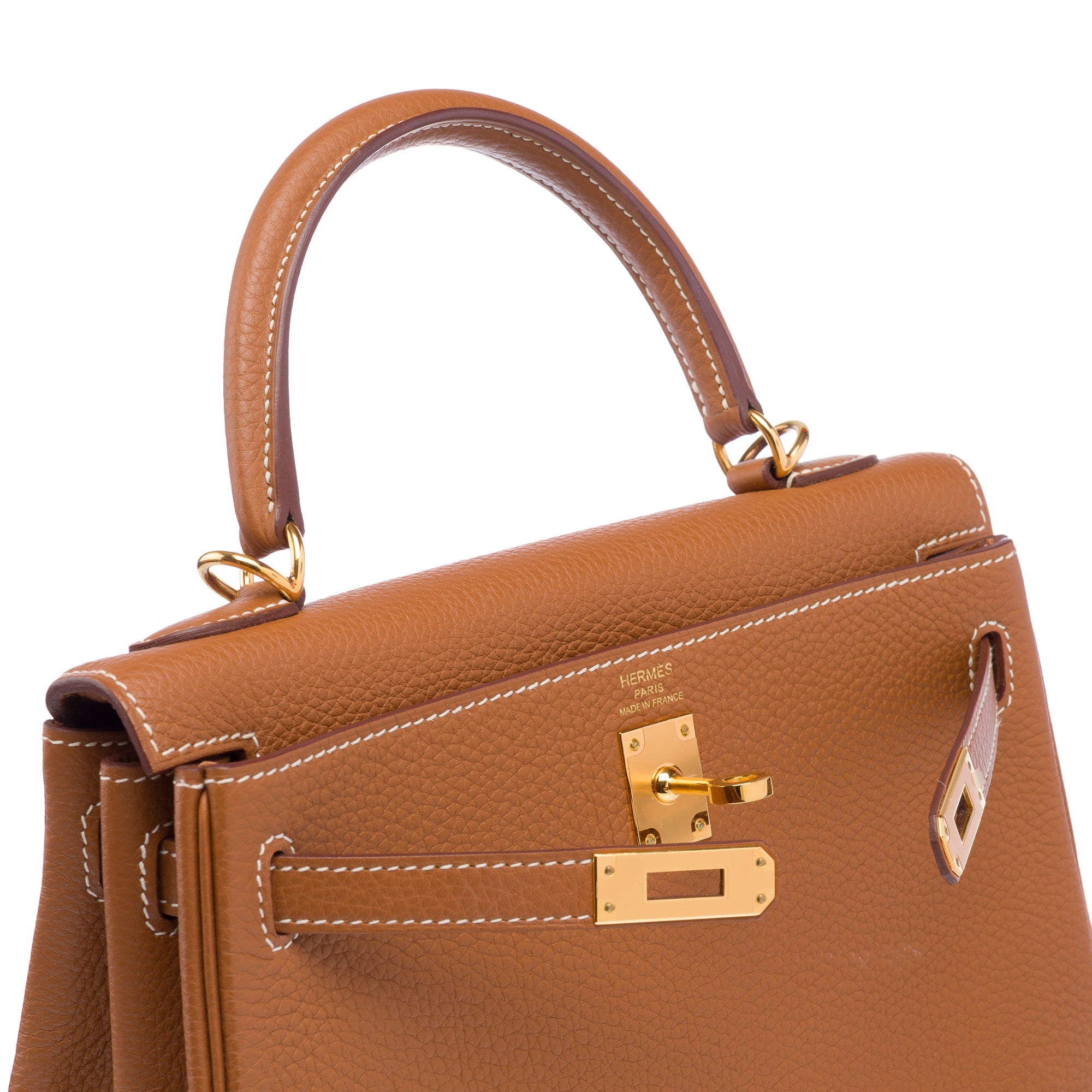 Sac HERMES Kelly 25 en Cuir Doré - 103311