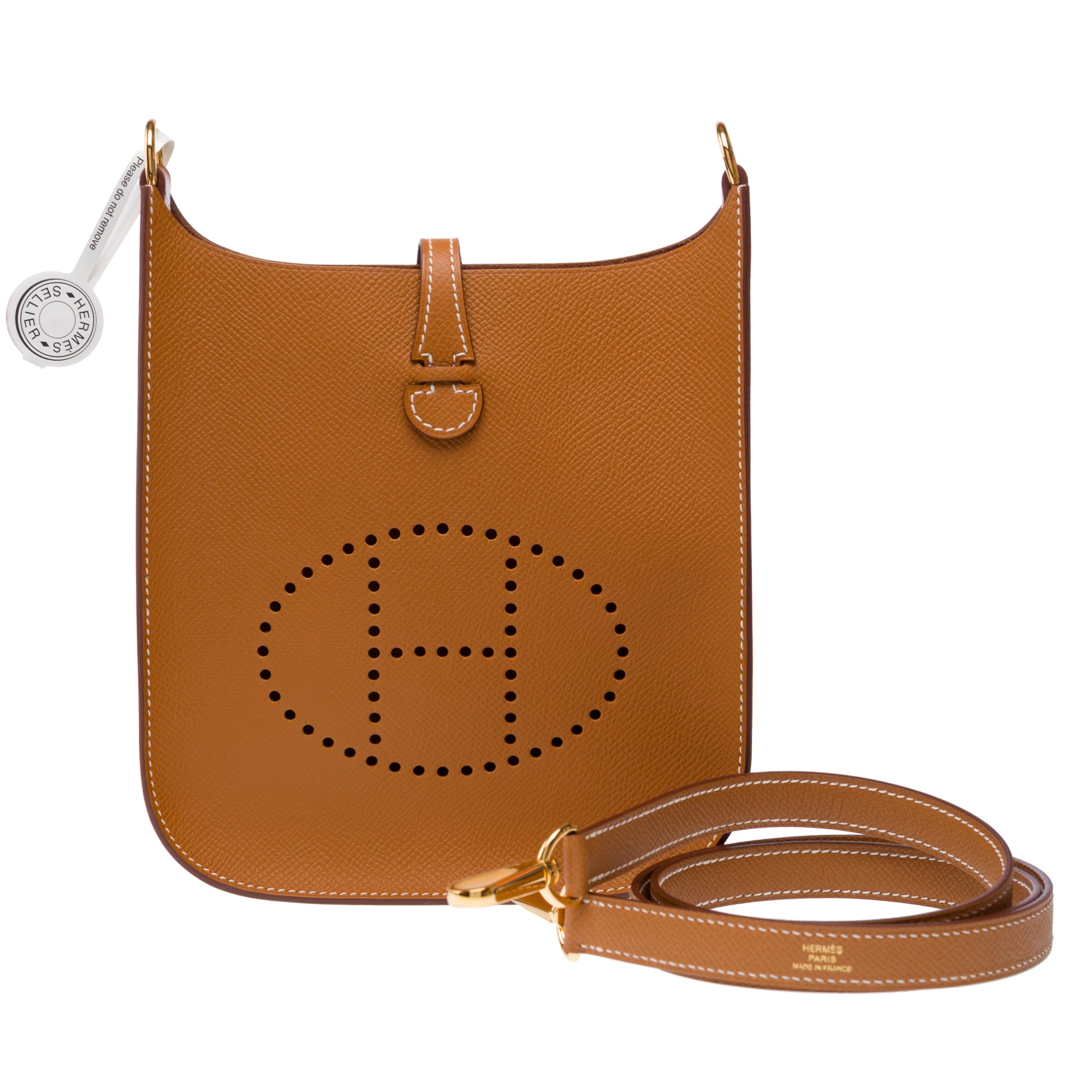 Sac HERMES Mini Evelyne en Cuir Doré - 103322