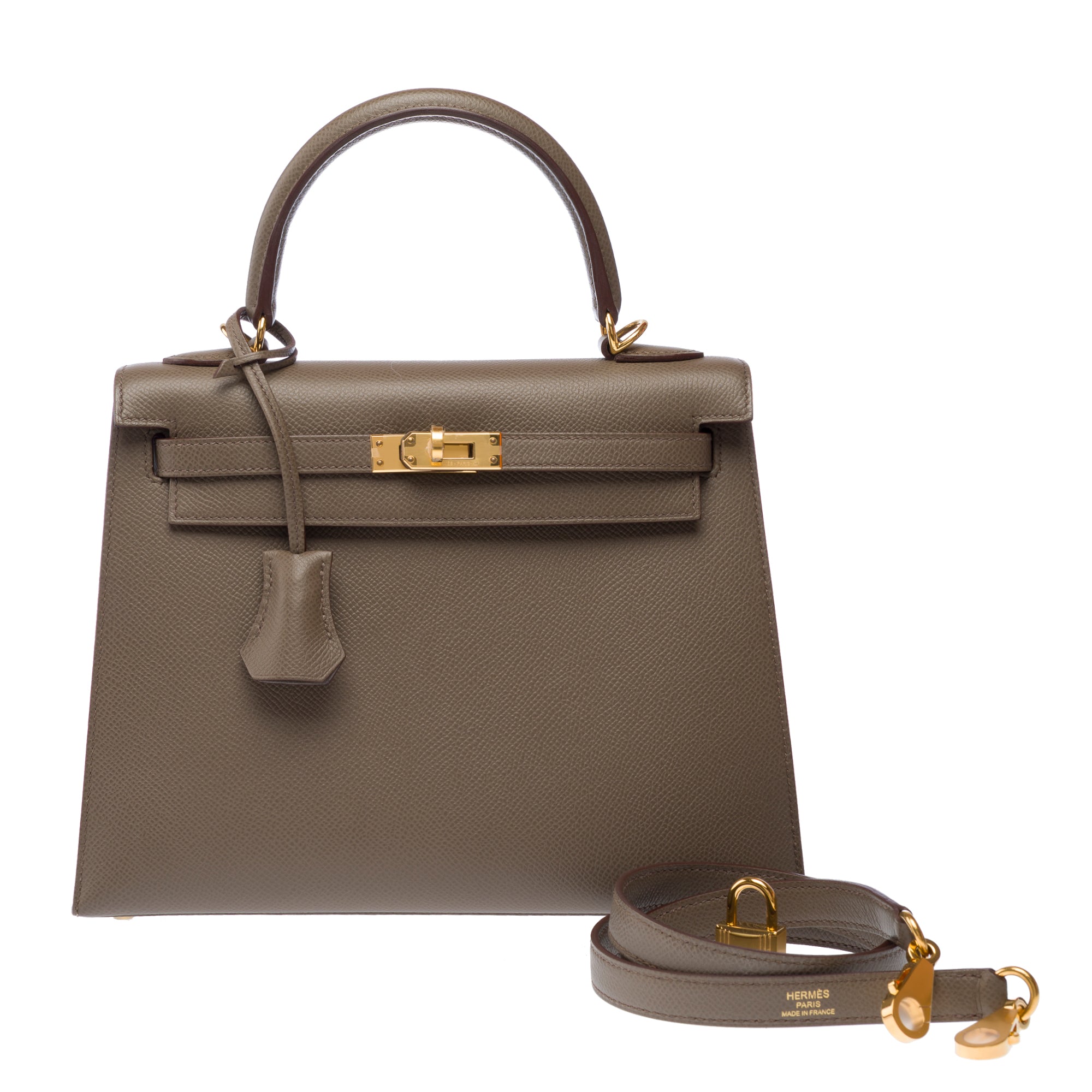 Sac HERMES Kelly 25 en Cuir Gris - 103308