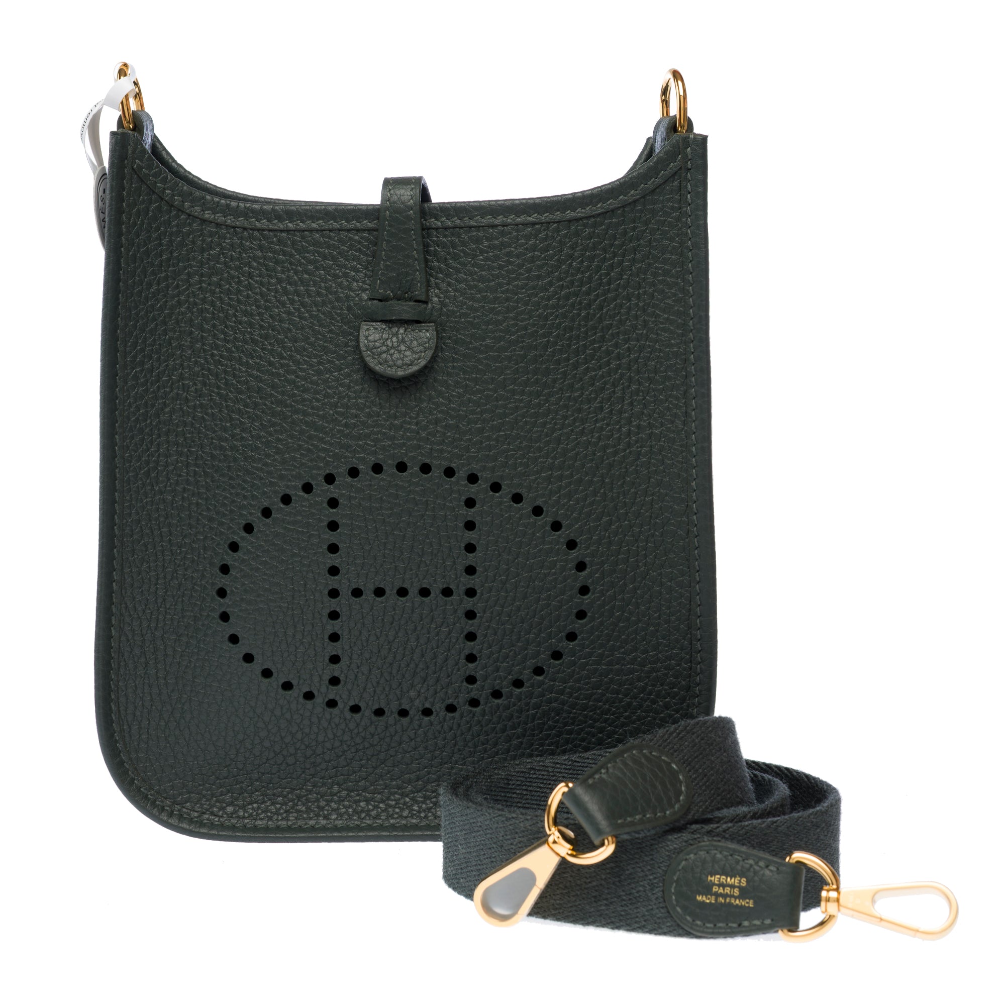 Sac HERMES Mini Evelyne en Cuir Vert - 103300
