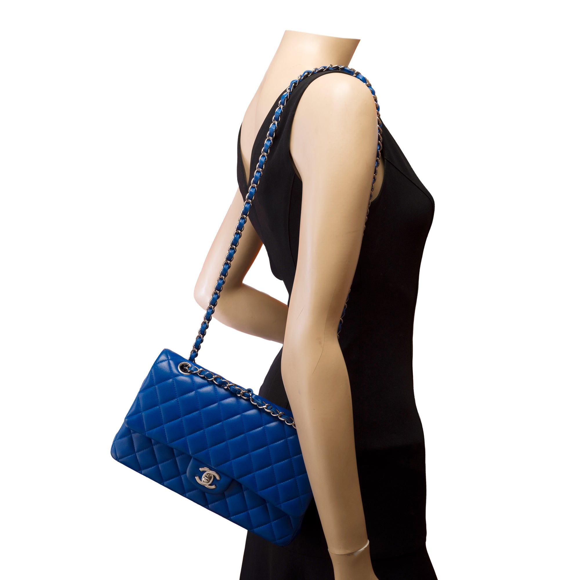 Sac CHANEL Timeless/Classique en Cuir Bleu - 103333