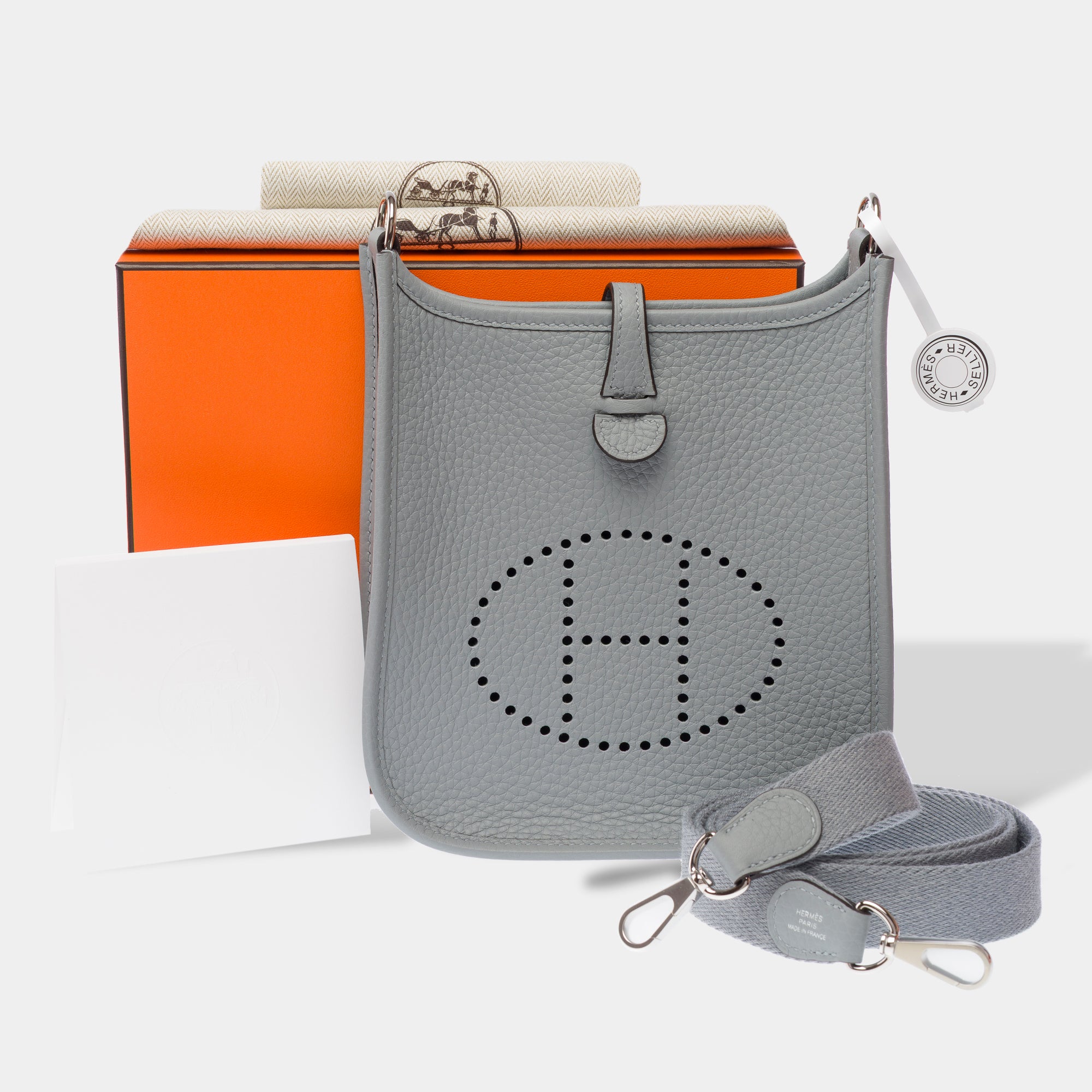 Sac HERMES Mini Evelyne en Cuir Gris - 103351