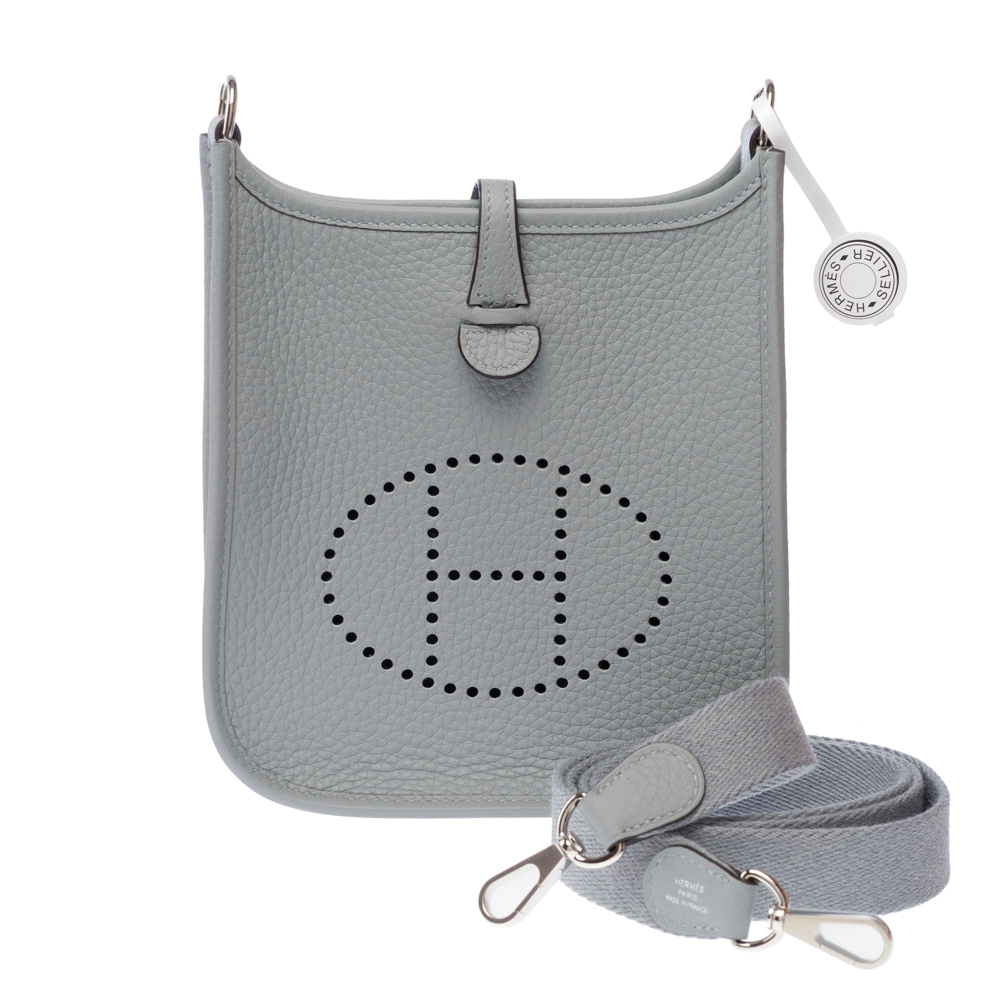 Sac HERMES Mini Evelyne en Cuir Gris - 103351