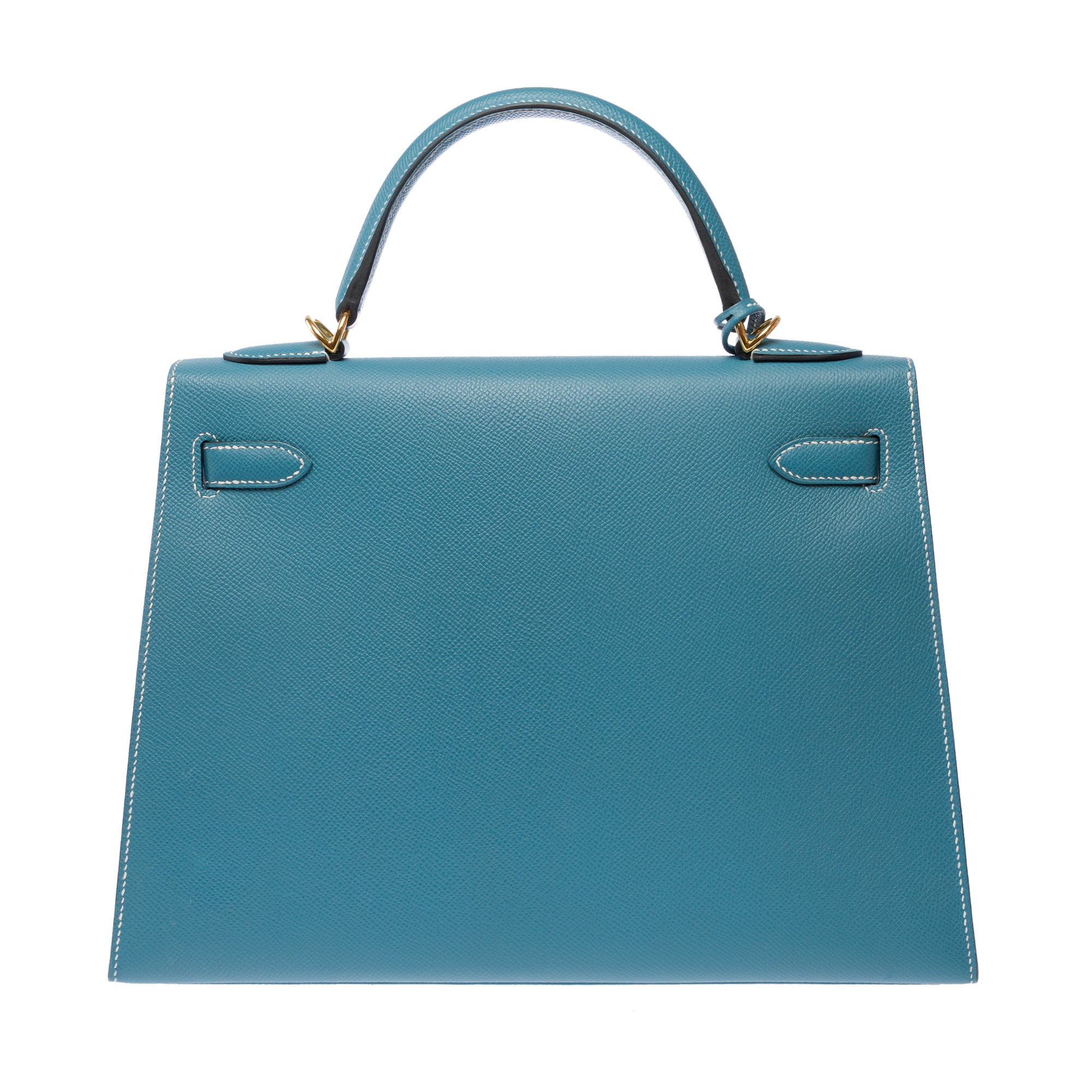 Sac HERMES Kelly 32 en Cuir Bleu - 103329