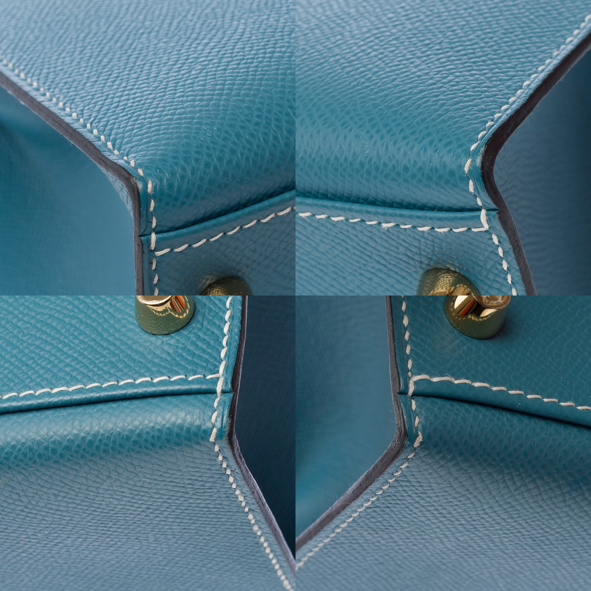 Sac HERMES Kelly 32 en Cuir Bleu - 103329