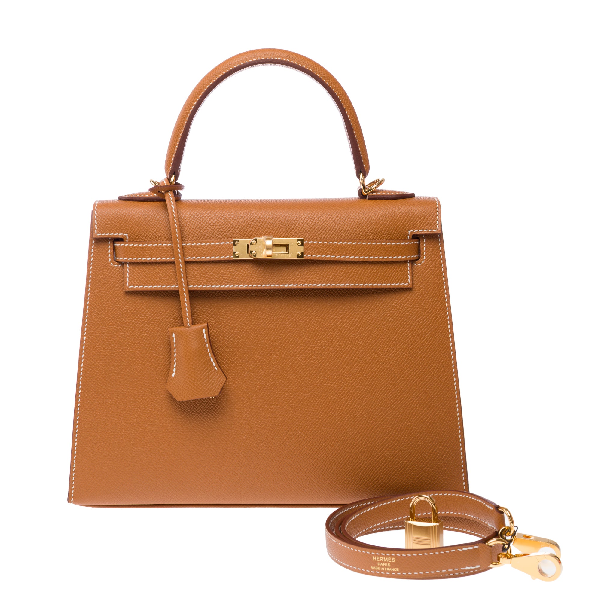Sac HERMES Kelly 25 en Cuir Doré - 103347