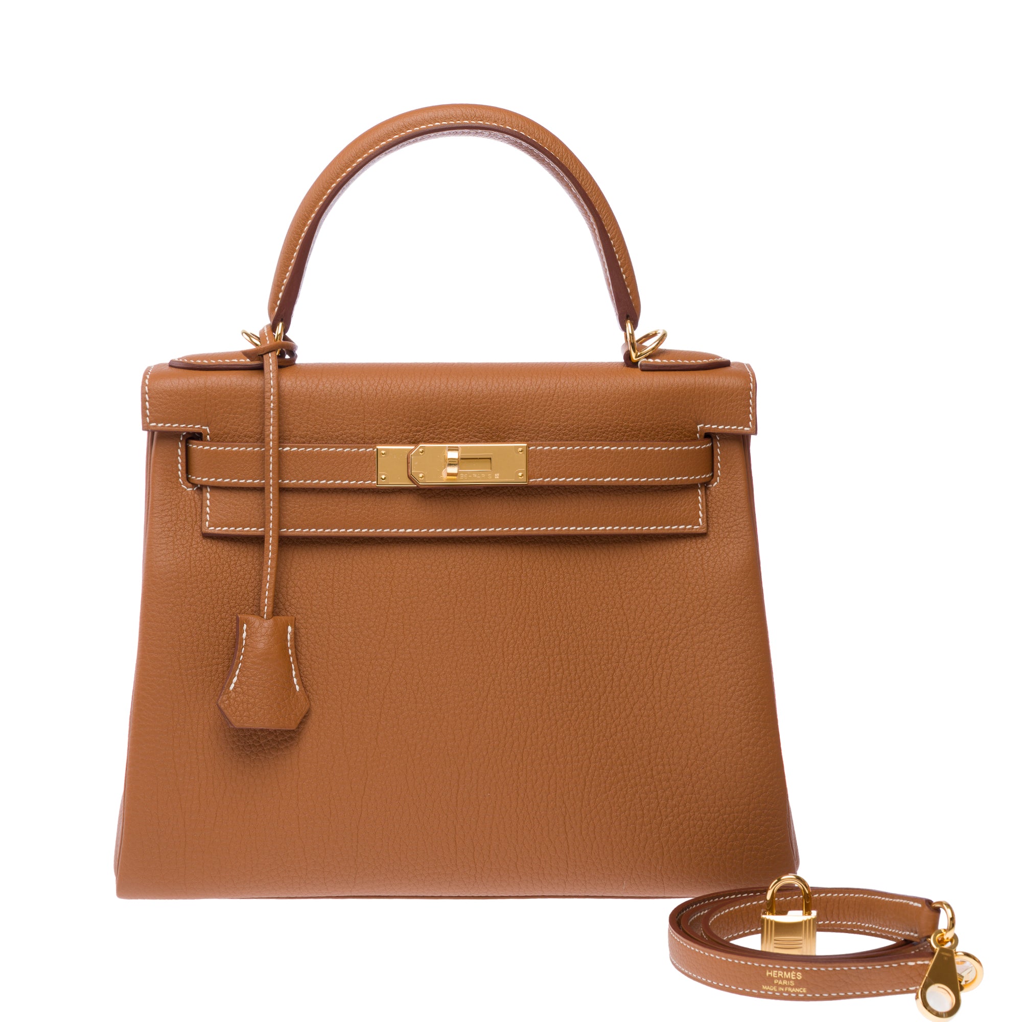 Sac HERMES Kelly 28 en Cuir Doré - 103350