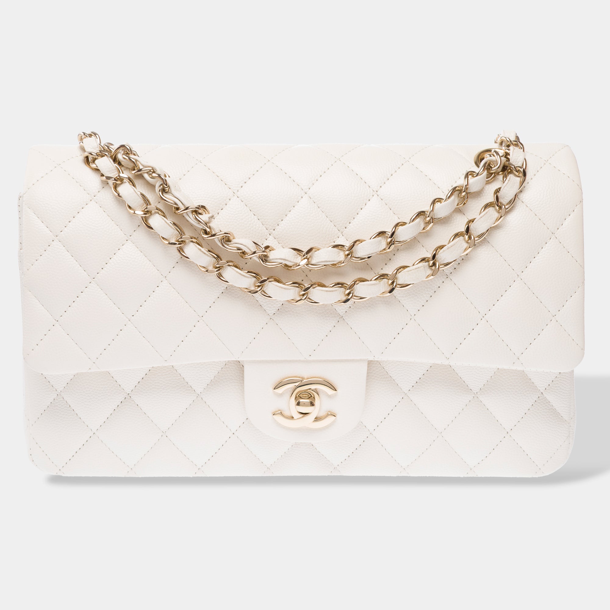 Sac CHANEL Timeless/Classique en Cuir Blanc - 103356