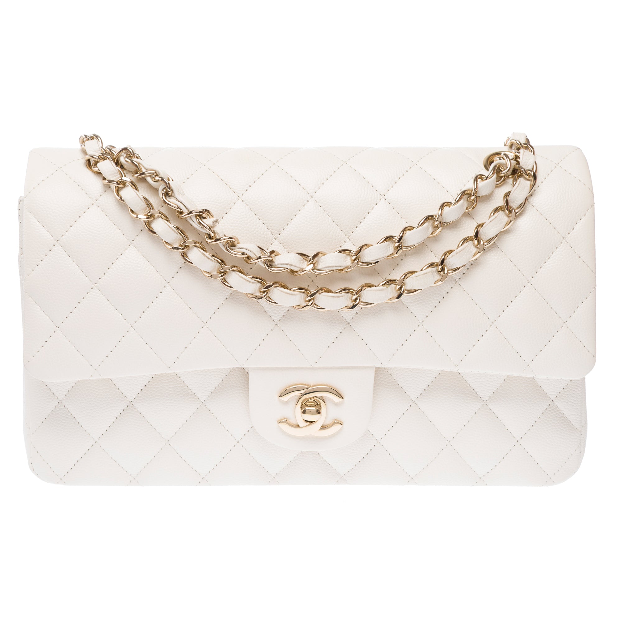 Sac CHANEL Timeless/Classique en Cuir Blanc - 103356