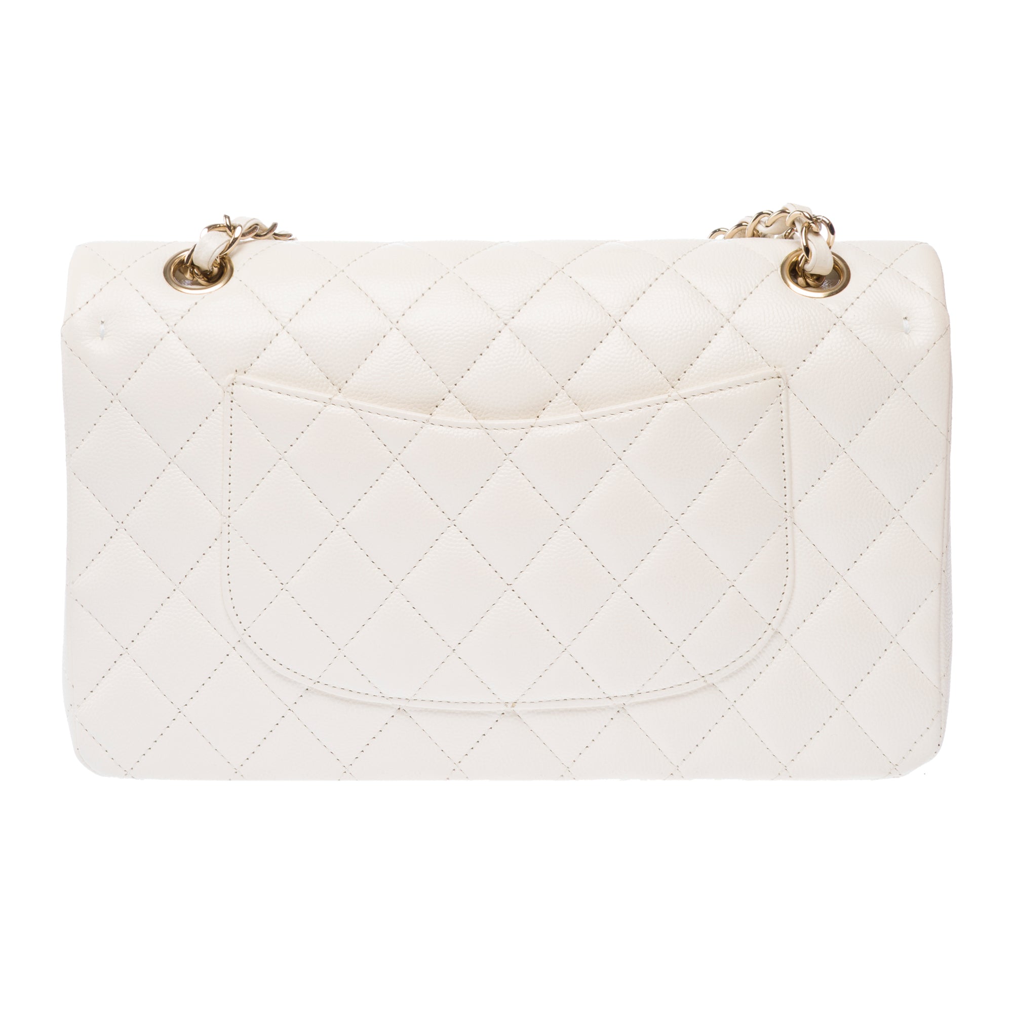 Sac CHANEL Timeless/Classique en Cuir Blanc - 103356