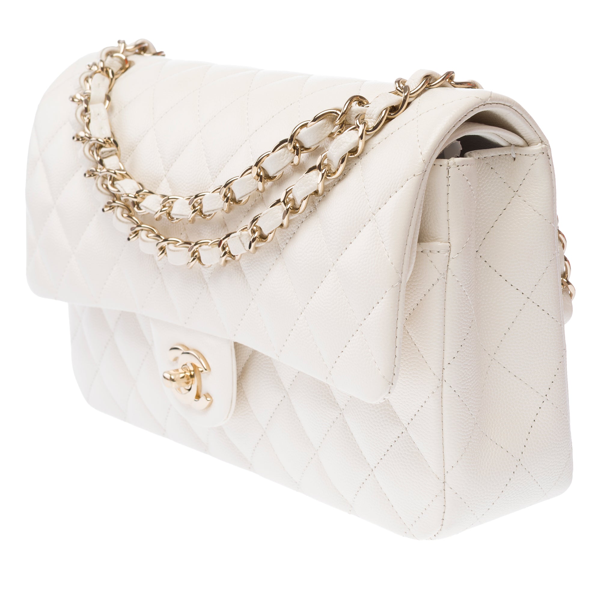 Sac CHANEL Timeless/Classique en Cuir Blanc - 103356