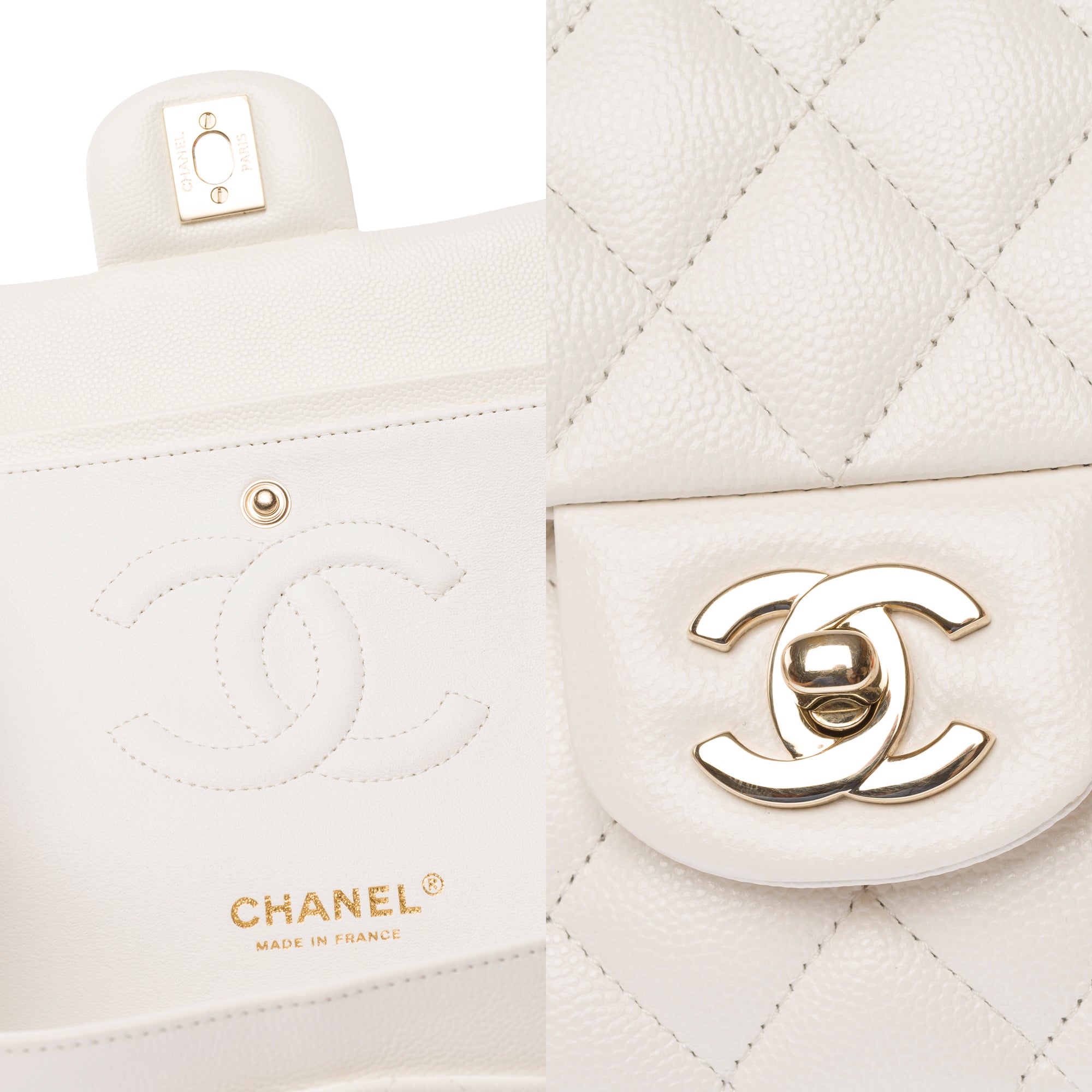 Sac CHANEL Timeless/Classique en Cuir Blanc - 103356