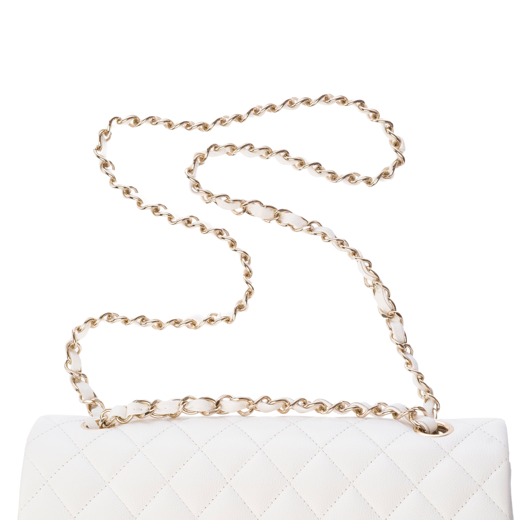 Sac CHANEL Timeless/Classique en Cuir Blanc - 103356
