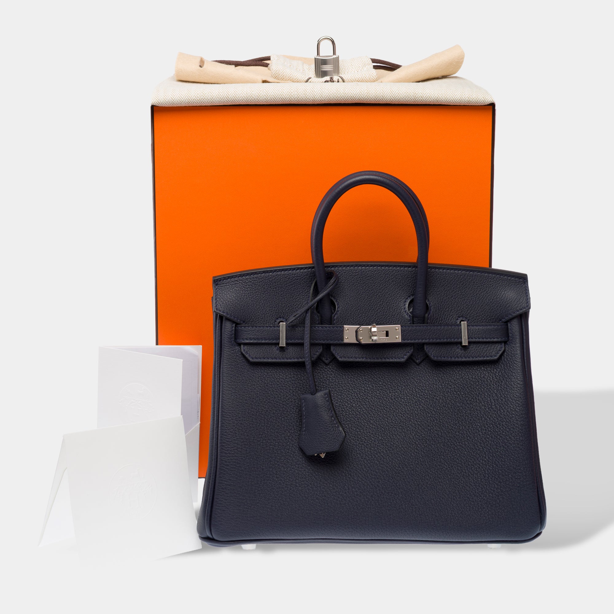 Sac HERMES Birkin 25 en Cuir Bleu Marine - 103352