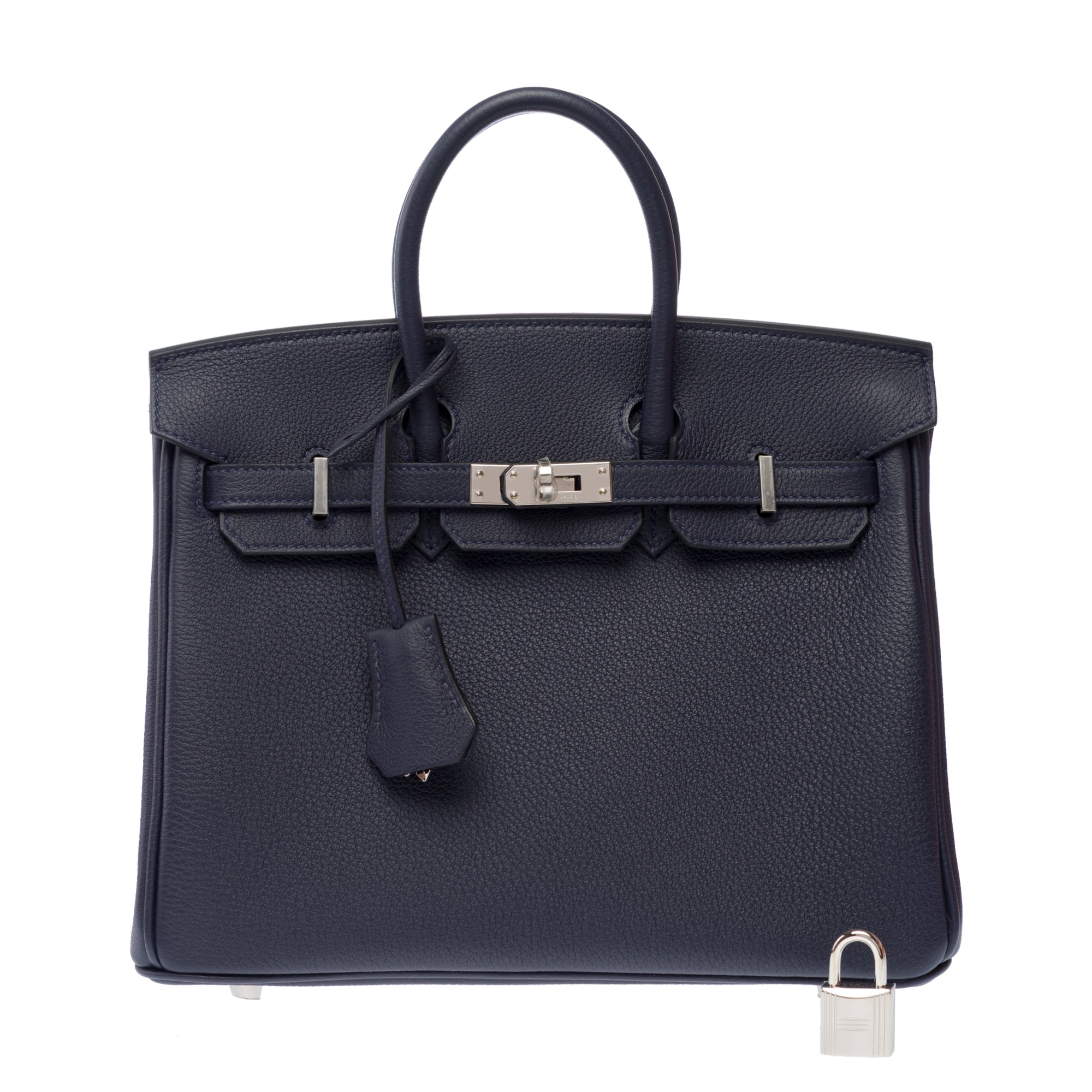 Sac HERMES Birkin 25 en Cuir Bleu Marine - 103352