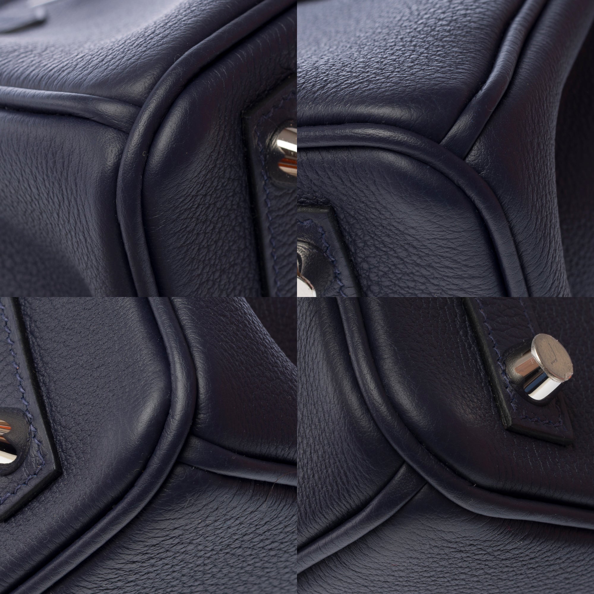 Sac HERMES Birkin 25 en Cuir Bleu Marine - 103352