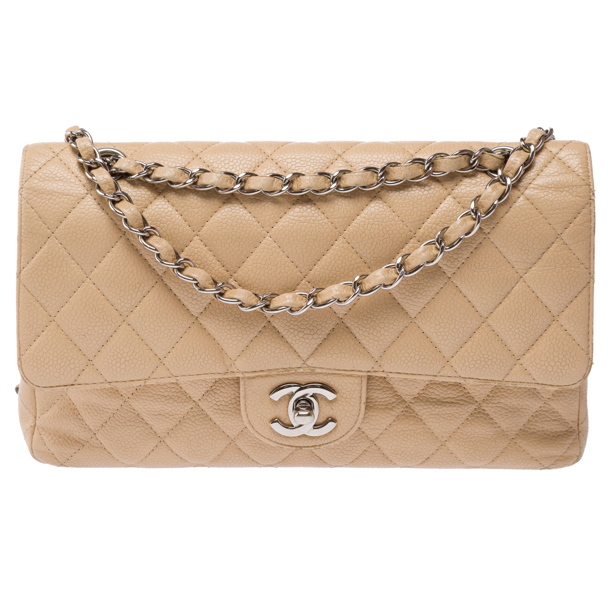 Sac CHANEL Timeless/Classique en Cuir Beige - 103360